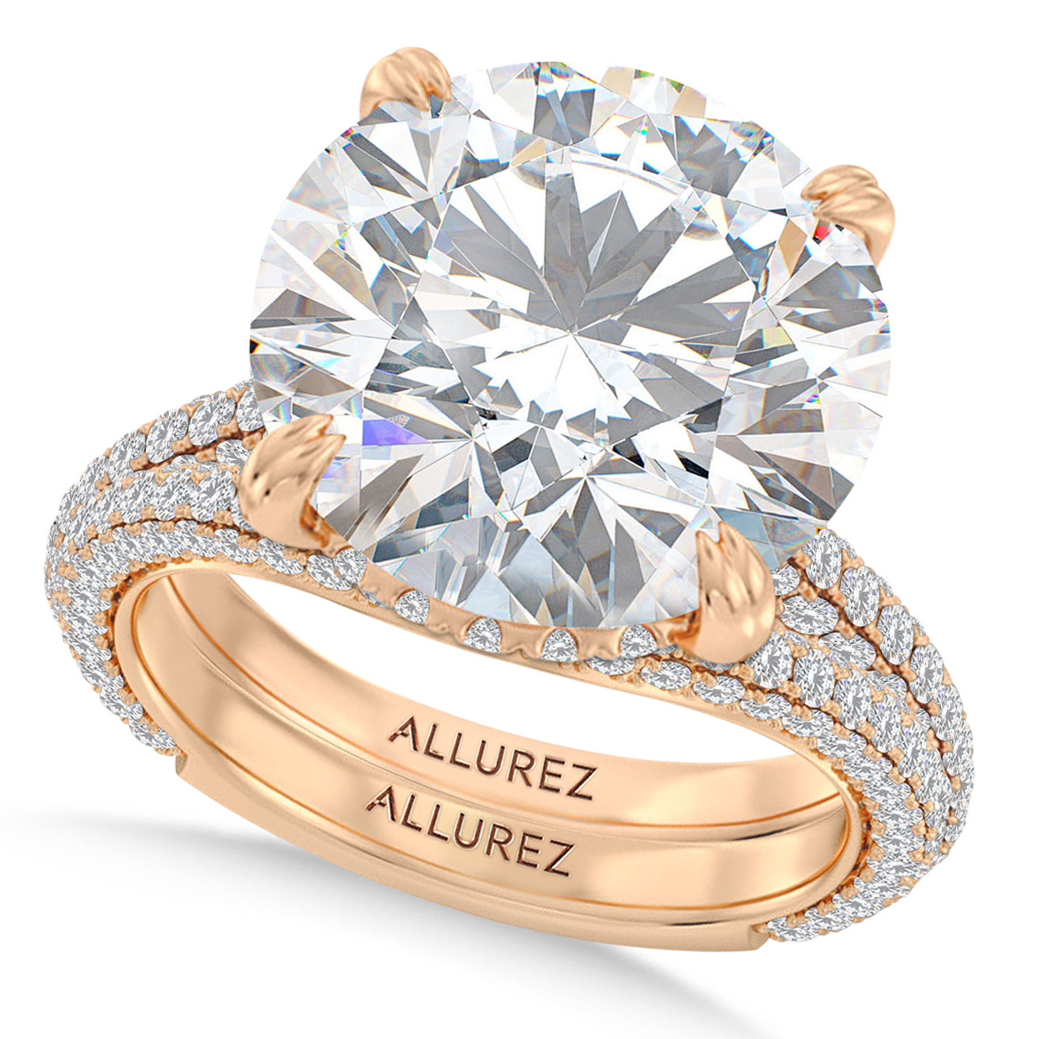 Round Lab Diamond Bridal Set 14K Rose Gold (9.77ct)