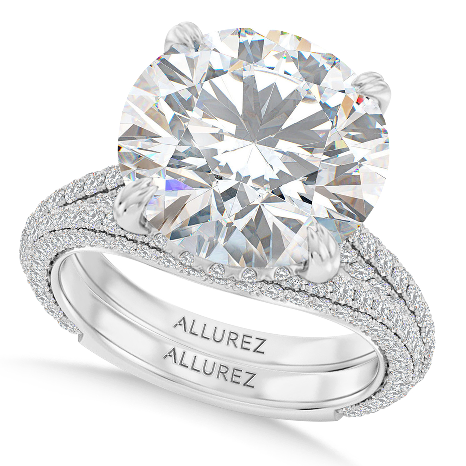 Round Lab Diamond Bridal Set 14K White Gold (5.77ct)