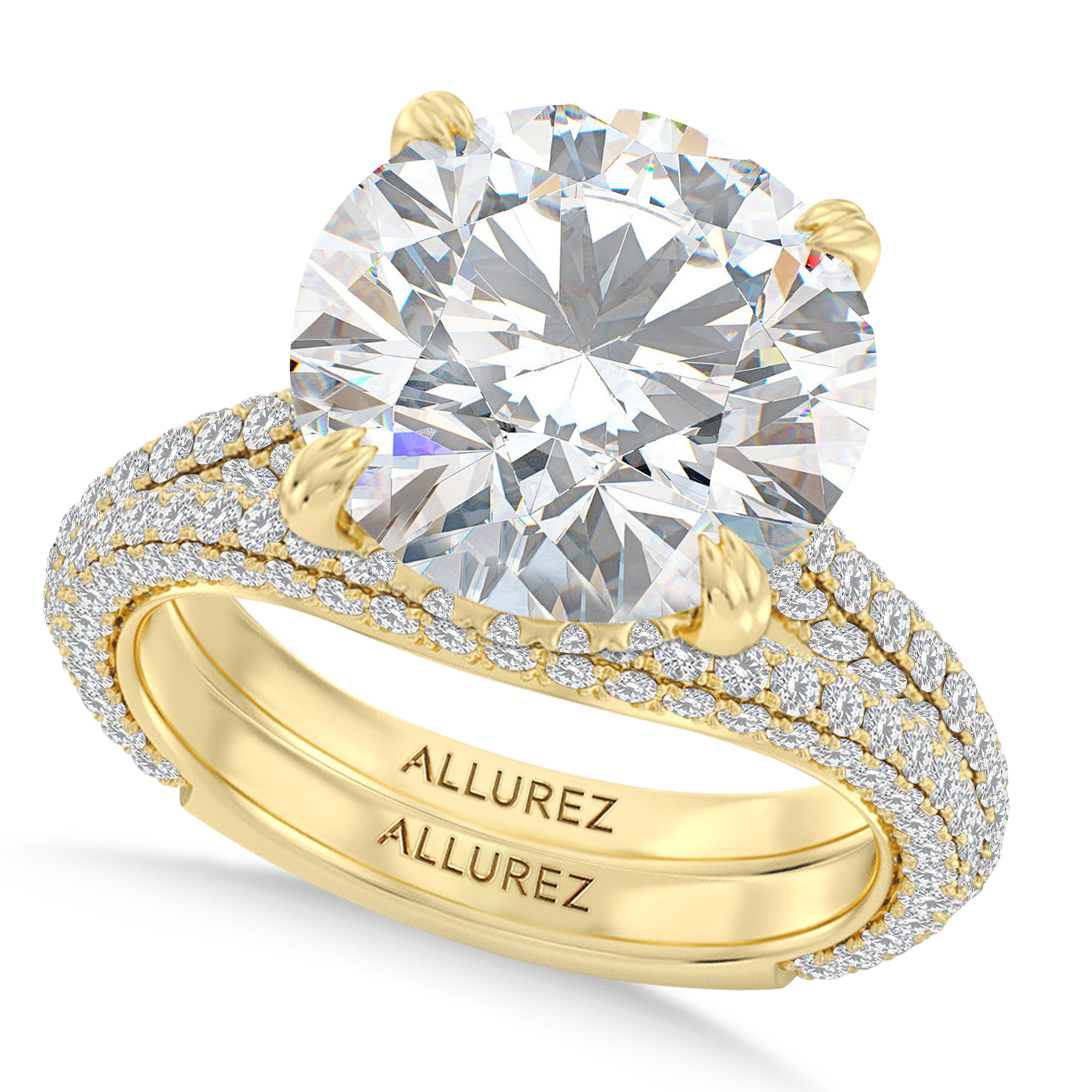 Round Lab Diamond Bridal Set 14K Yellow Gold (3.77ct)