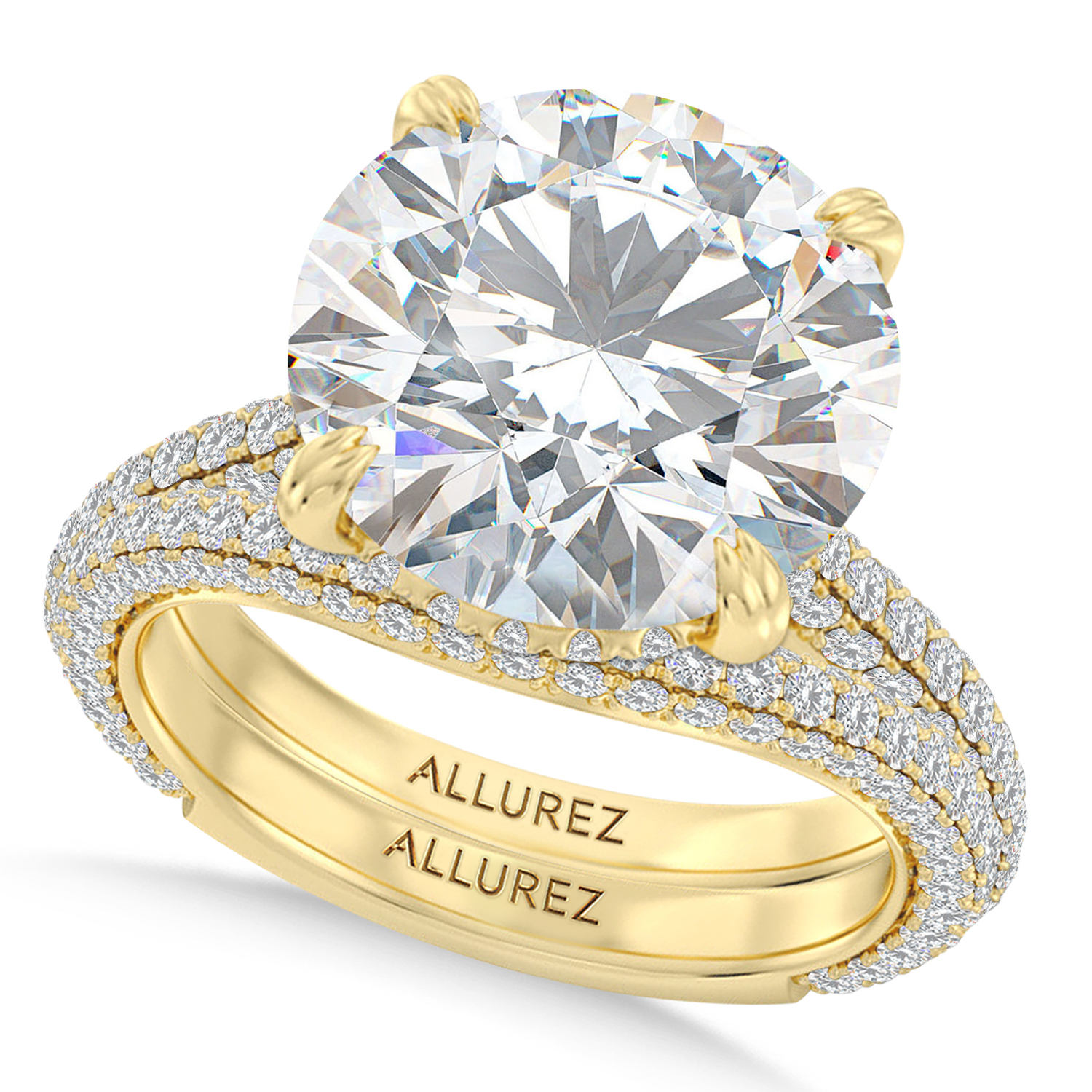 Round Lab Diamond Bridal Set 14K Yellow Gold (4.77ct)