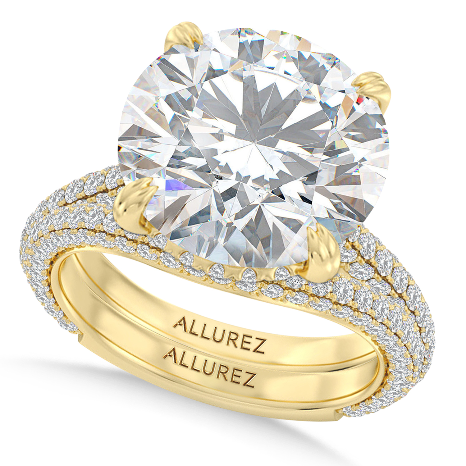 Round Lab Diamond Bridal Set 14K Yellow Gold (5.77ct)