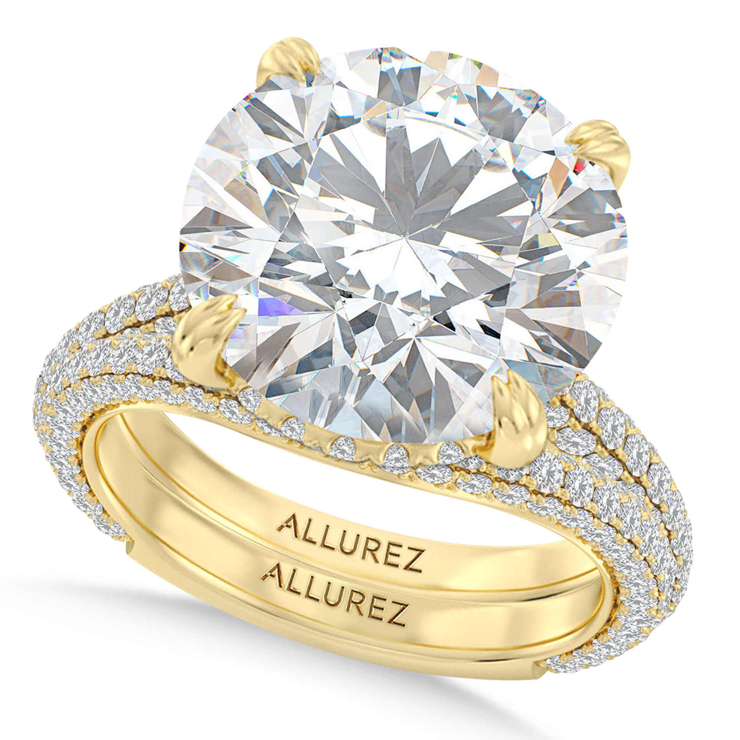 Round Lab Diamond Bridal Set 14K Yellow Gold (7.77ct)
