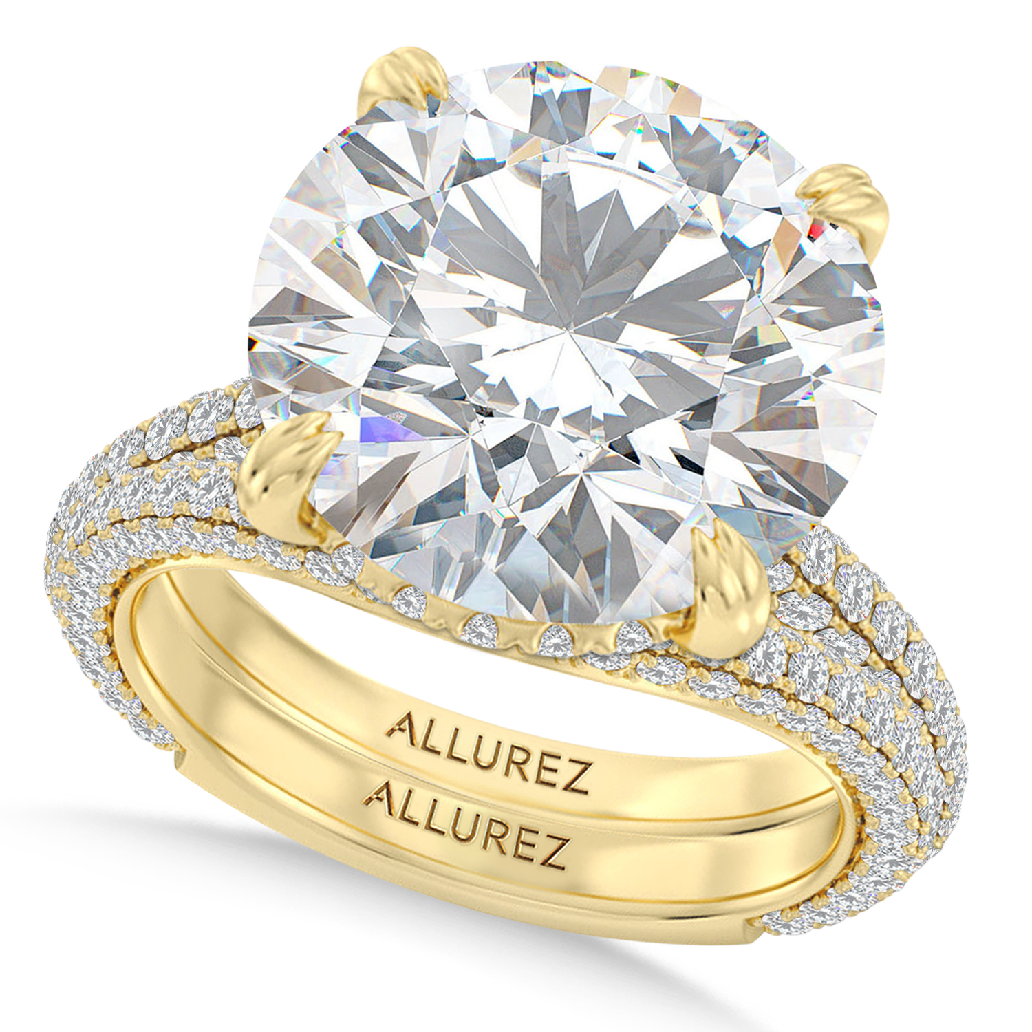 Round Lab Diamond Bridal Set 14K Yellow Gold (9.77ct)