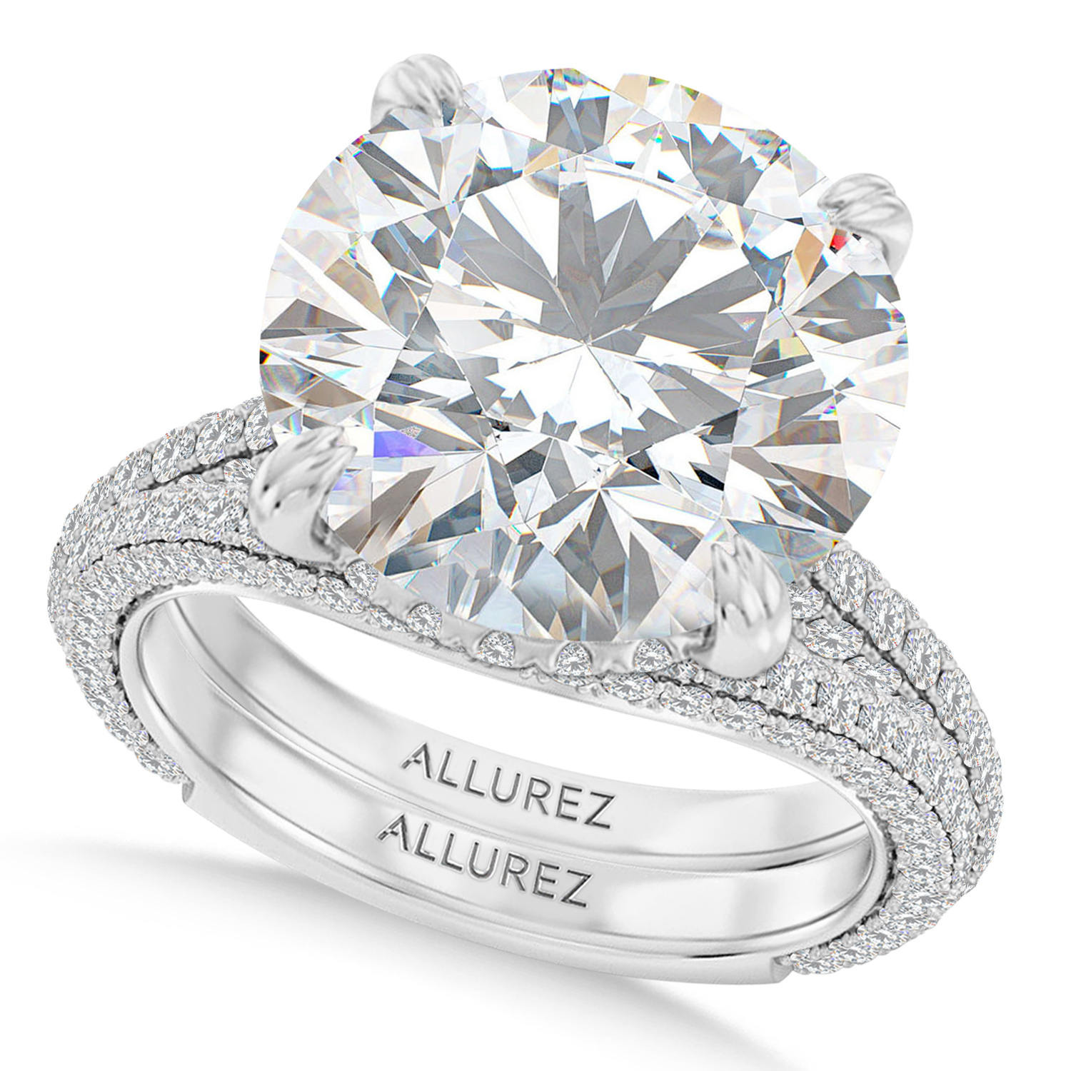 Round Lab Diamond Bridal Set Platinum (7.77ct)