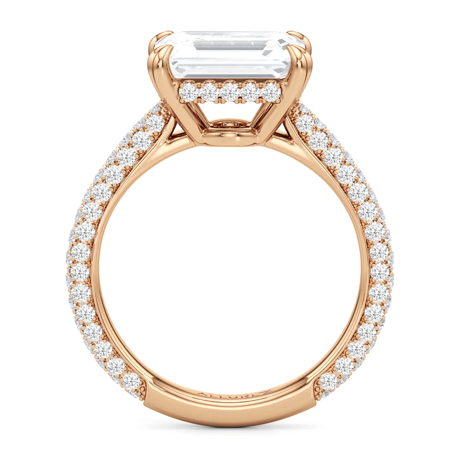 East-West Emerald Lab Diamond Engagement Ring 14K Rose Gold (2.90ct)