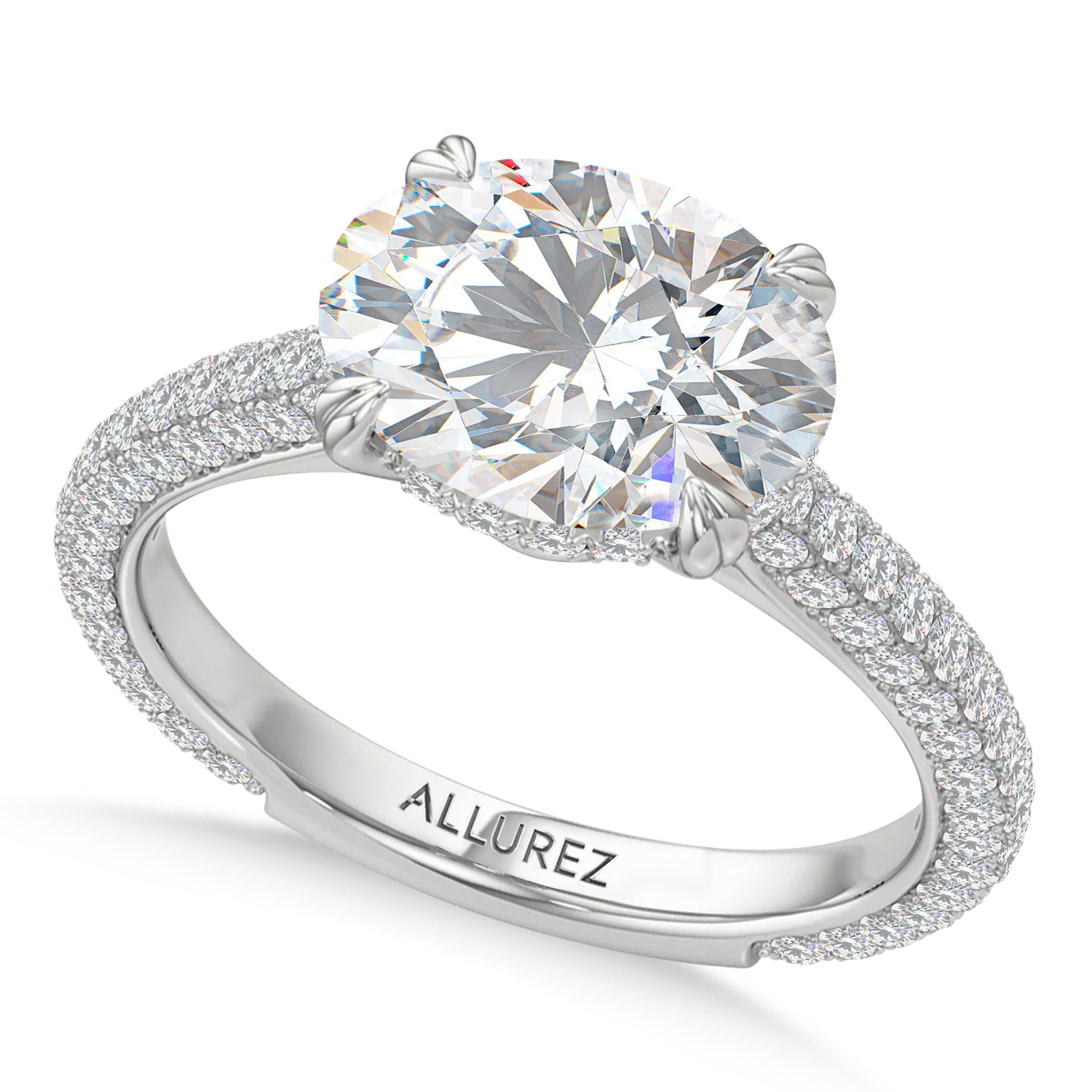 East-West Oval Lab Diamond Engagement Ring 14K White Gold (2.90ct)