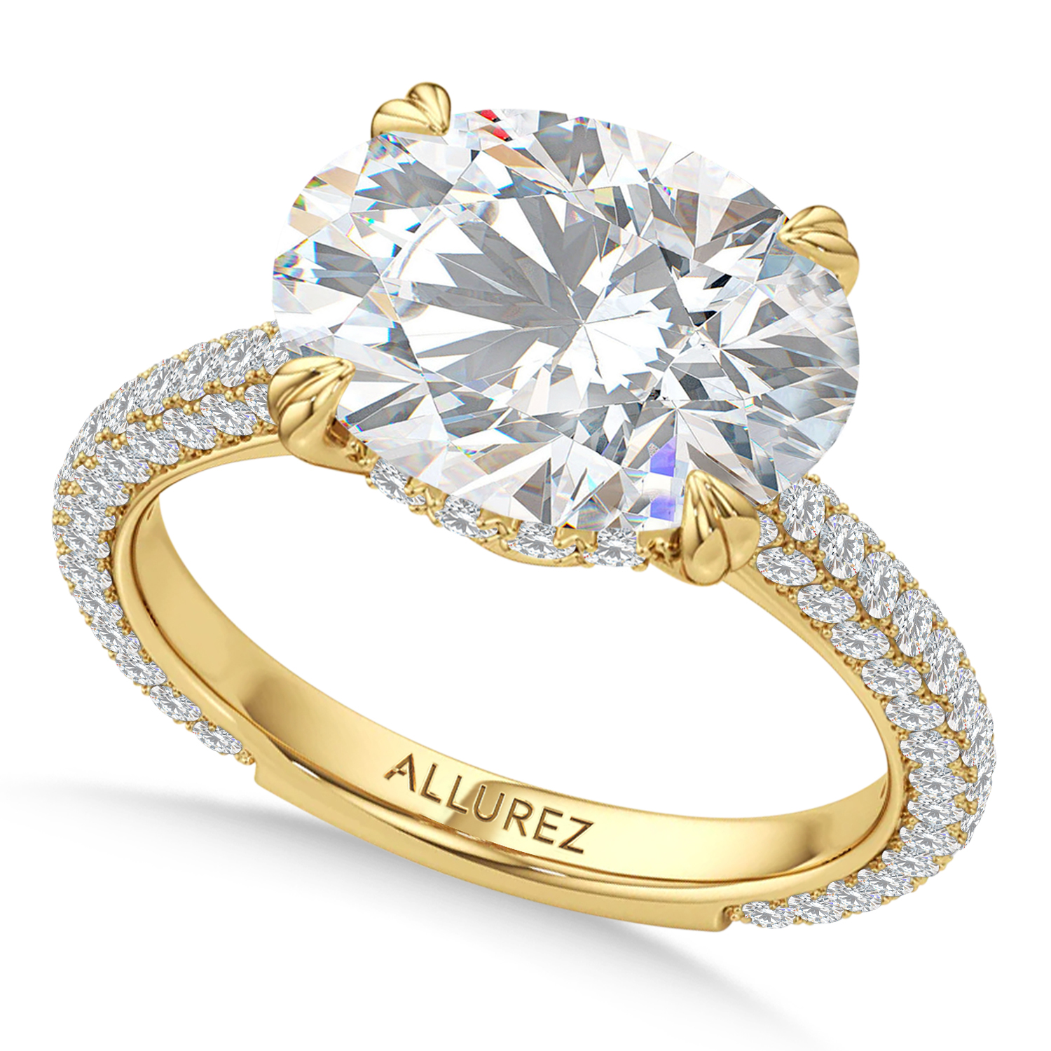 East-West Oval Lab Diamond Engagement Ring 14K Yellow Gold (4.90ct)