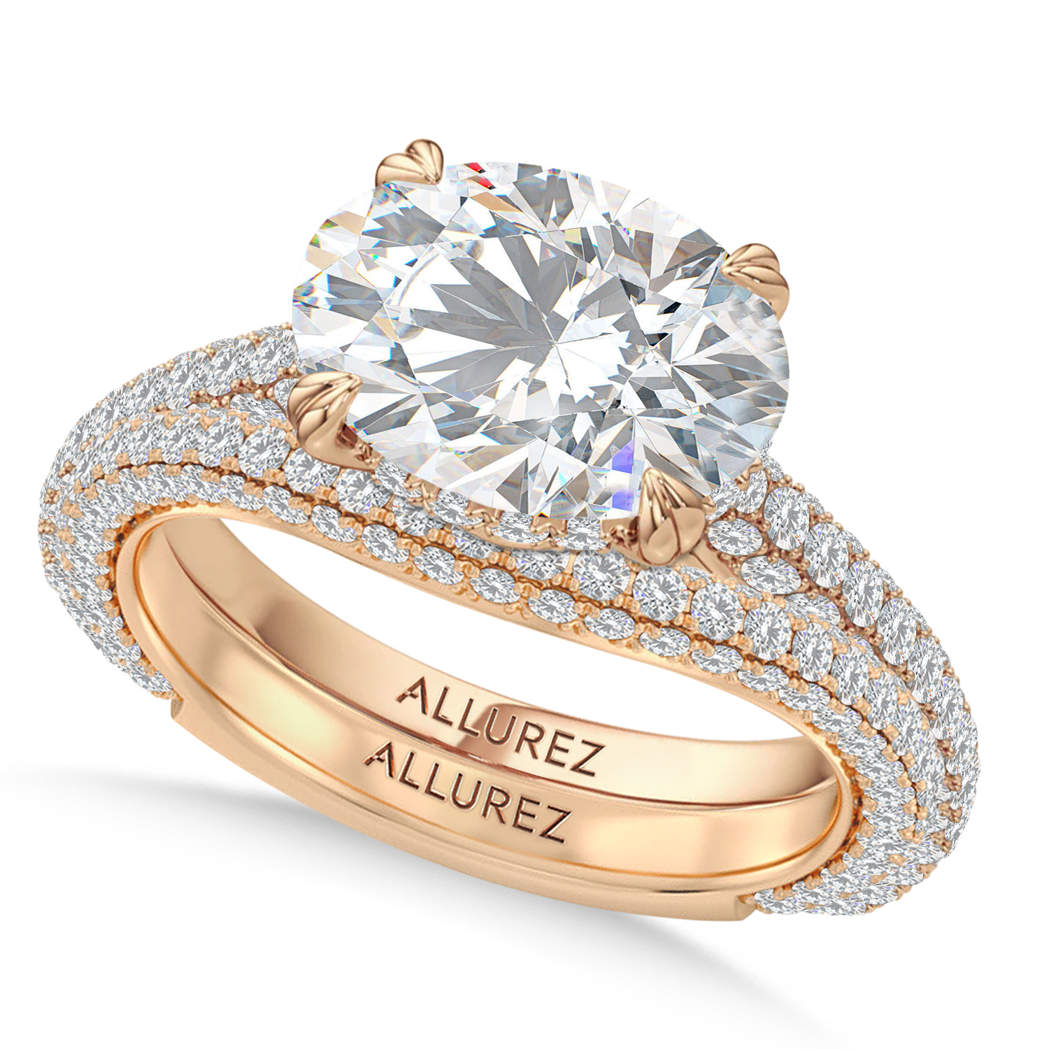 East-West Oval Lab Diamond Bridal Set 14K Rose Gold (3.77ct)