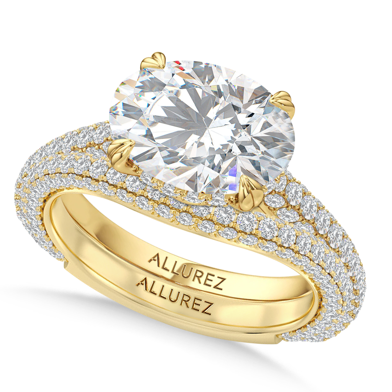 East-West Oval Lab Diamond Bridal Set 14K Yellow Gold (3.77ct)