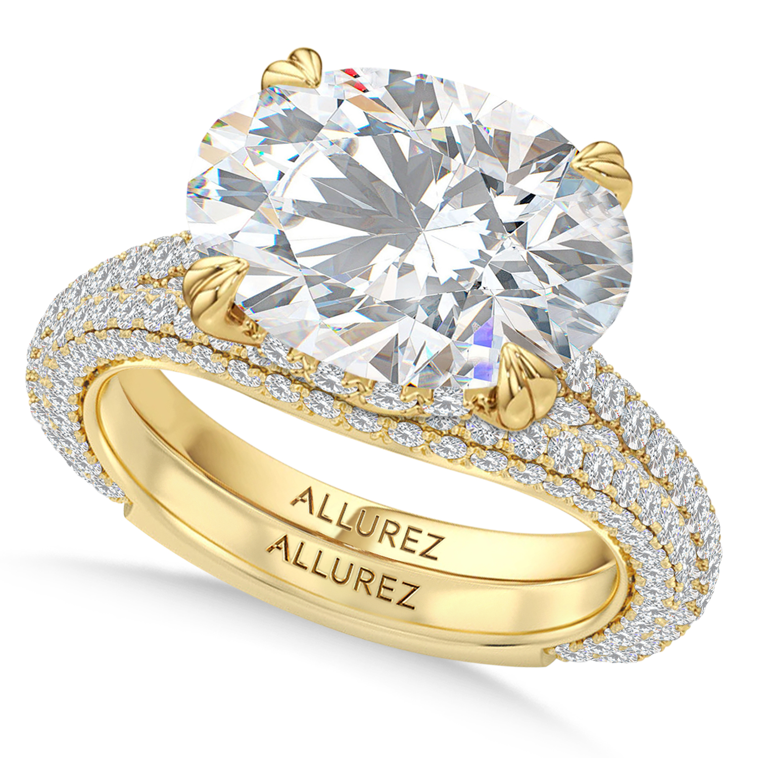 East-West Oval Lab Diamond Bridal Set 14K Yellow Gold (7.77ct)