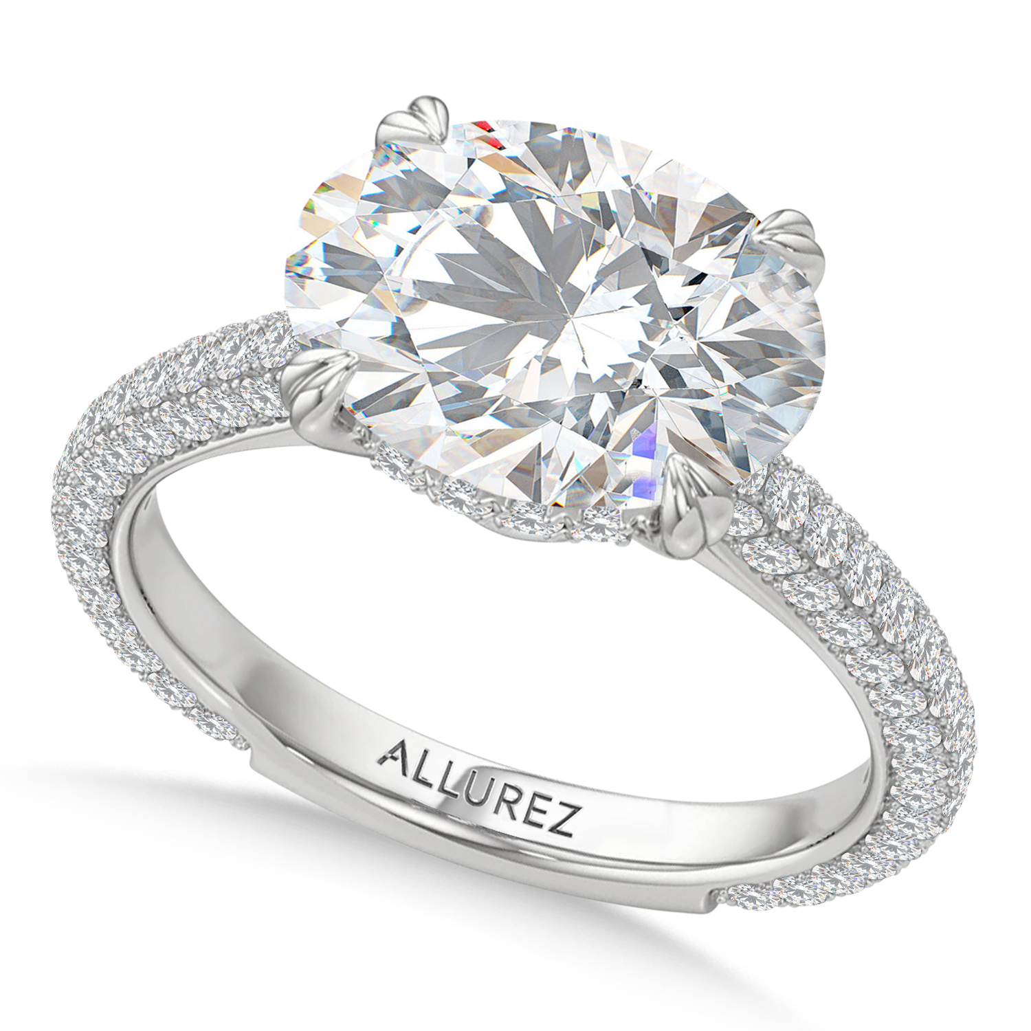 East-West Oval Lab Diamond Bridal Set Platinum (4.77ct)