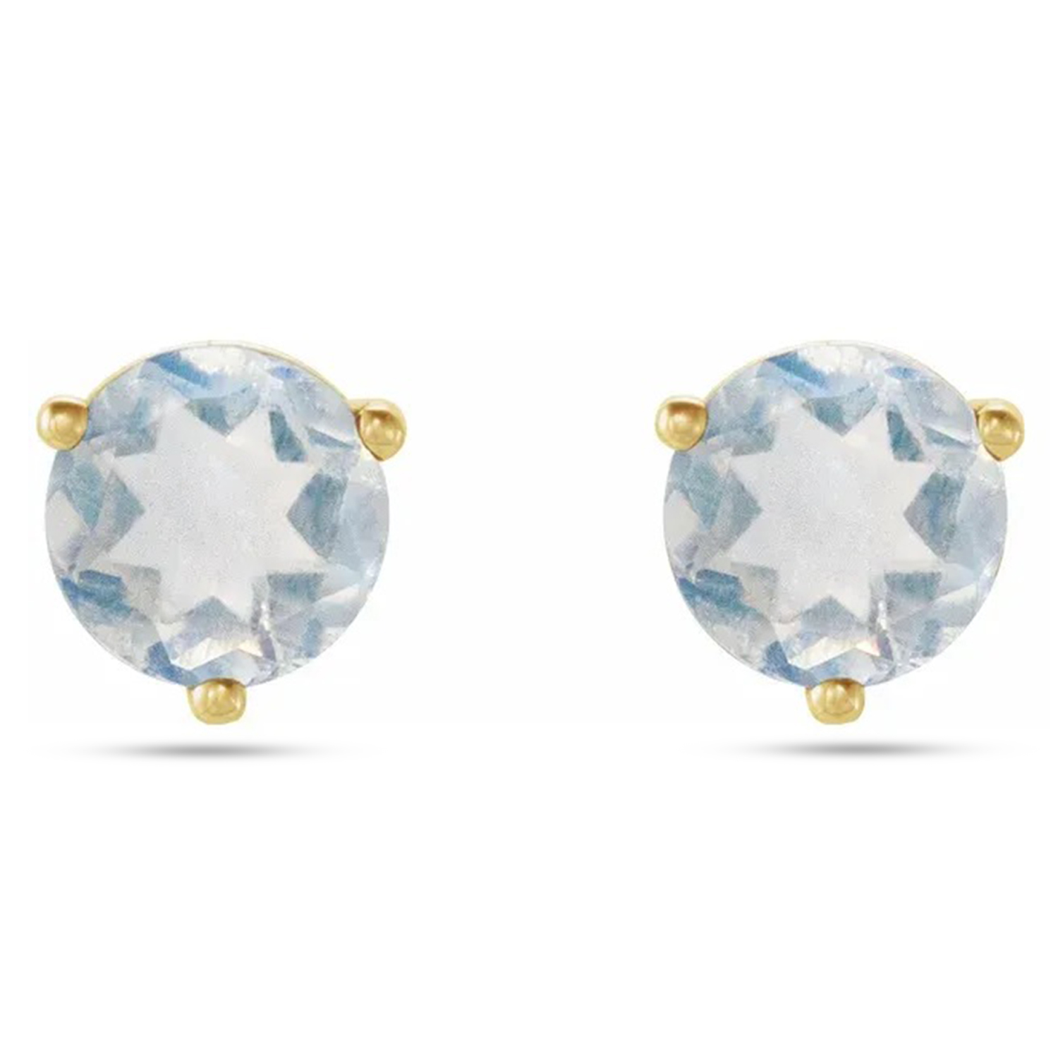 Natural Blue Sheen Moonstone Earrings 14K Yellow Gold (0.10ct)