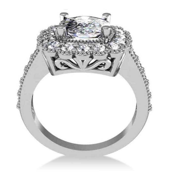 Diamond Cushion Halo Engagement Ring 14k White Gold (2.82ct)