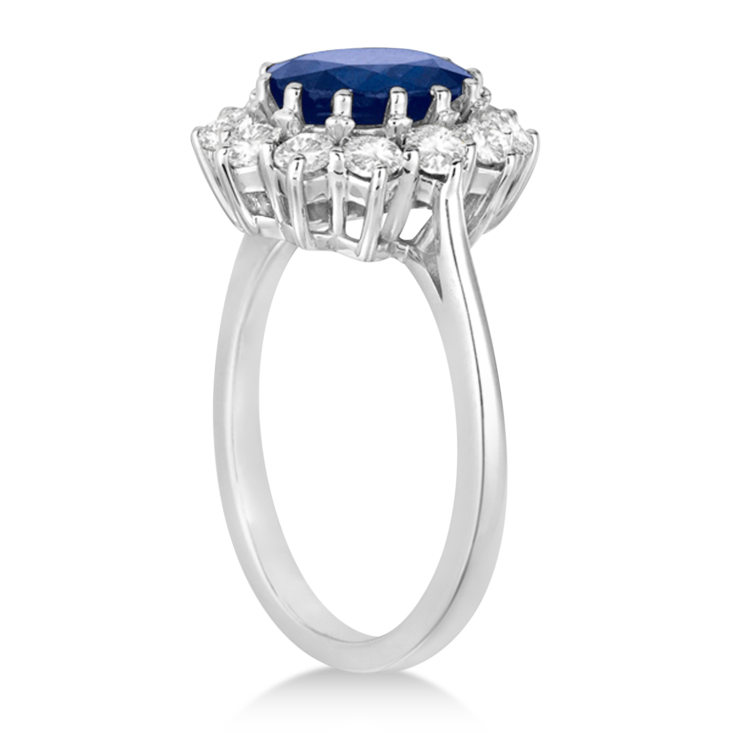 Oval Blue Sapphire & Diamond Accented Ring 18k White Gold (5.40ctw)