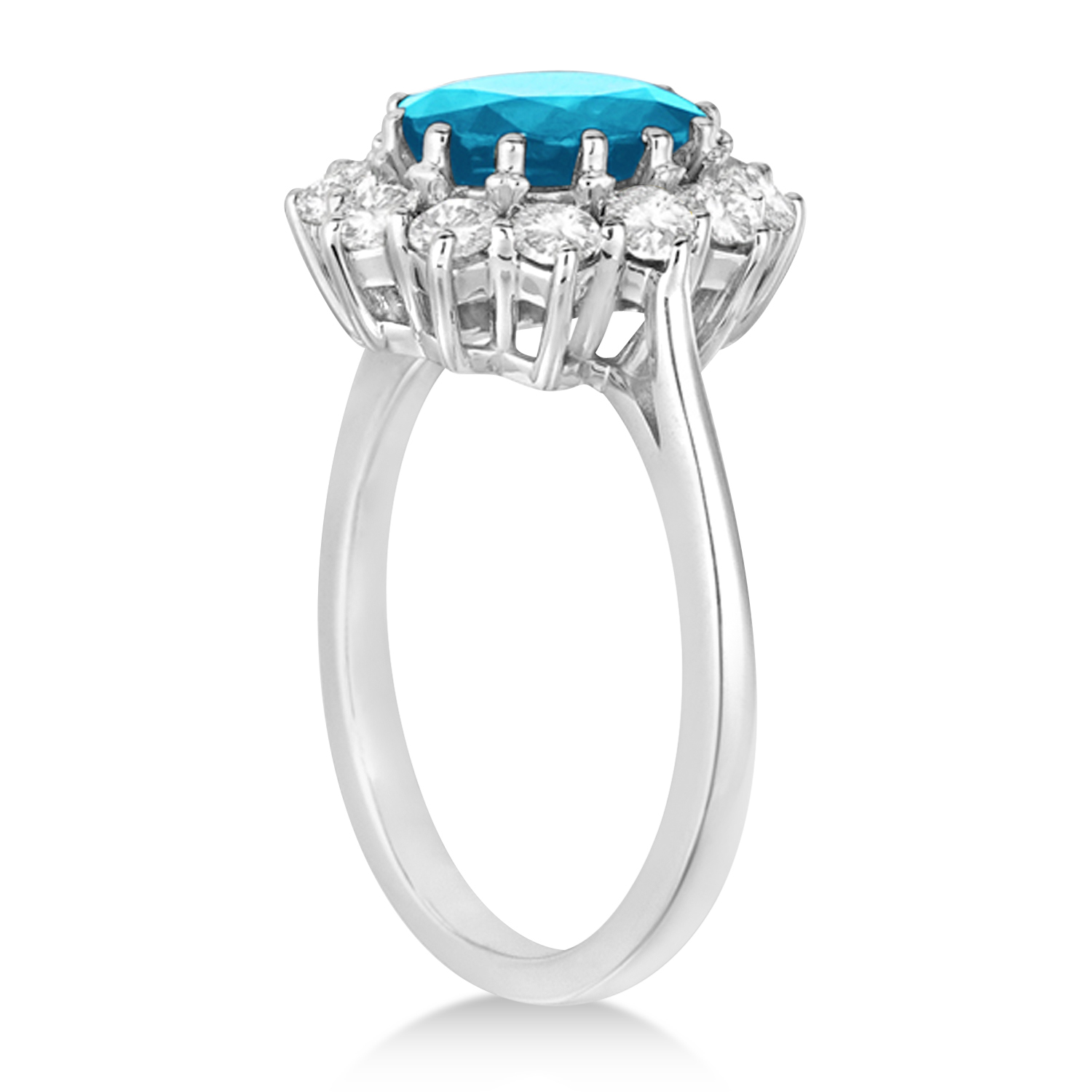 Oval Blue Topaz & Diamond Accented Ring in 14k White Gold (5.40ctw)