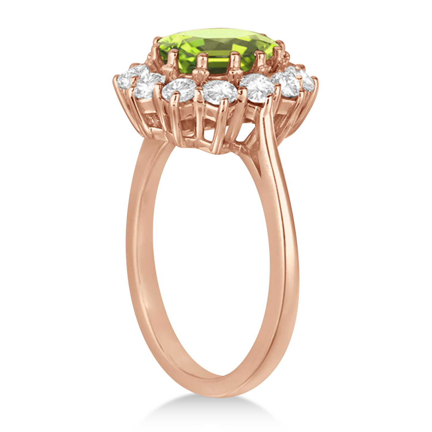 Oval Peridot & Diamond Accented Ring in 14k Rose Gold (5.40ctw)