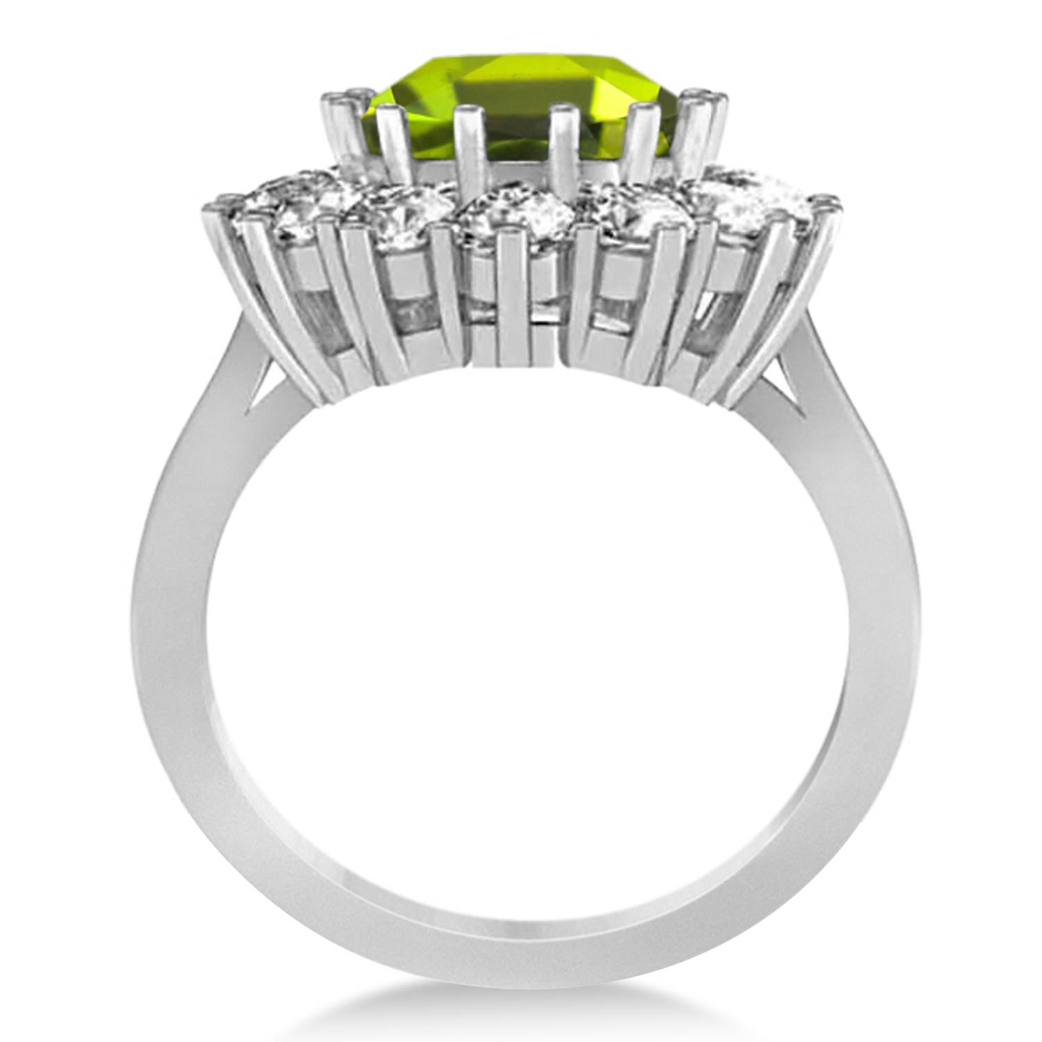 Oval Peridot & Diamond Accented Ring in 14k White Gold (5.40ctw)