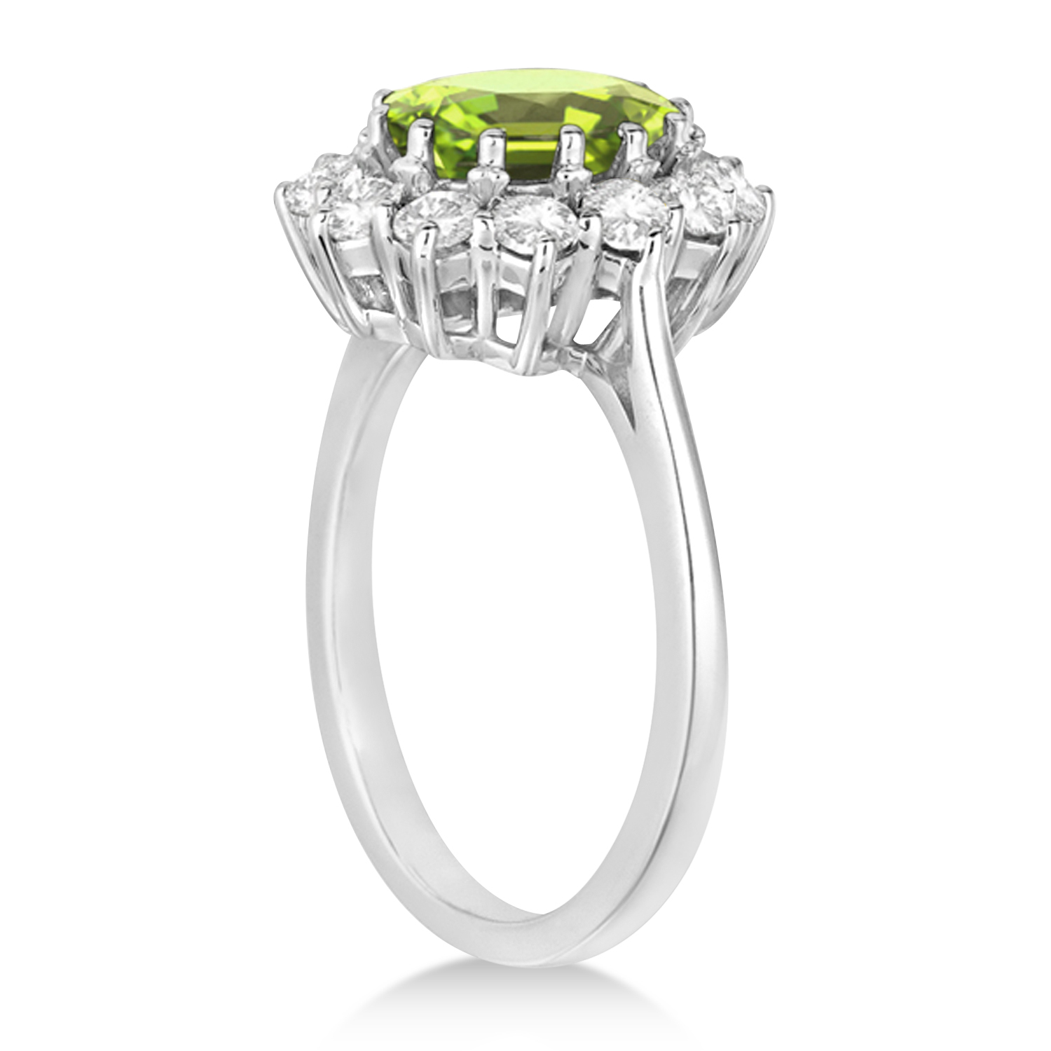 Oval Peridot & Diamond Accented Ring in 14k White Gold (5.40ctw)