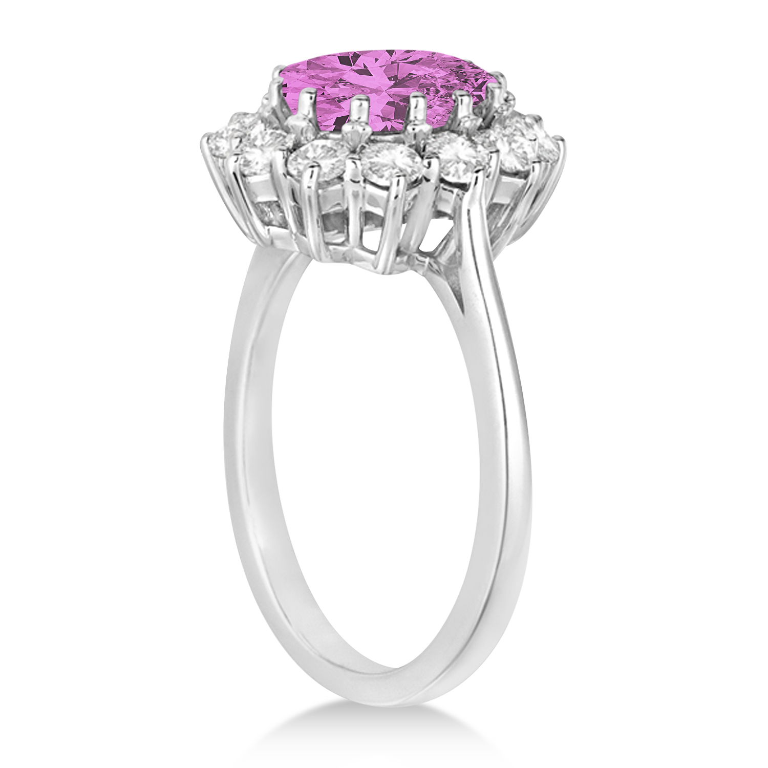 Oval Pink Sapphire & Diamond Accented Ring in Platinum (5.40ctw)