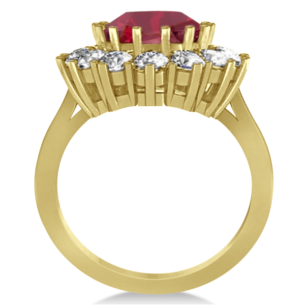 Oval Ruby and Diamond Ring 14k Yellow Gold (5.40ctw)