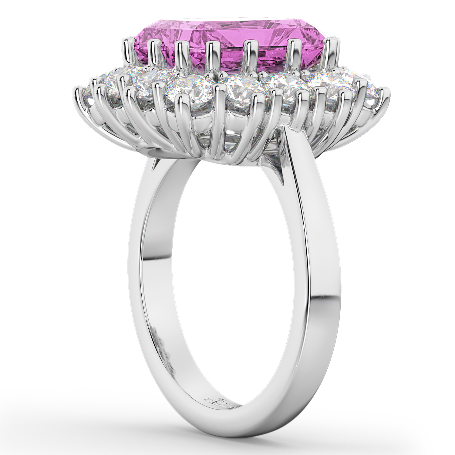 Pink Sapphire & Diamond Lady Di Ring 18k White Gold (5.68ct)