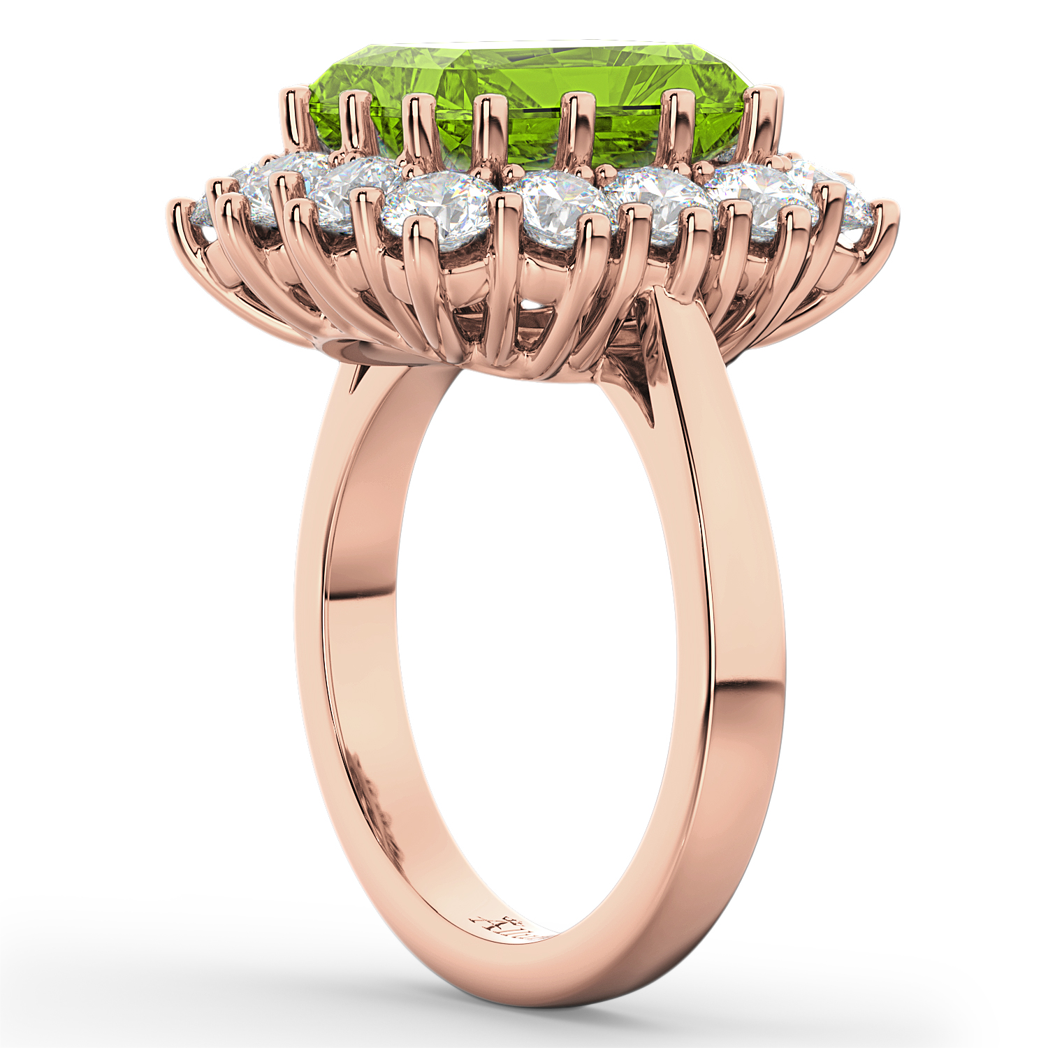 Peridot & Diamond Lady Di Ring 14k Rose Gold (5.68ct)