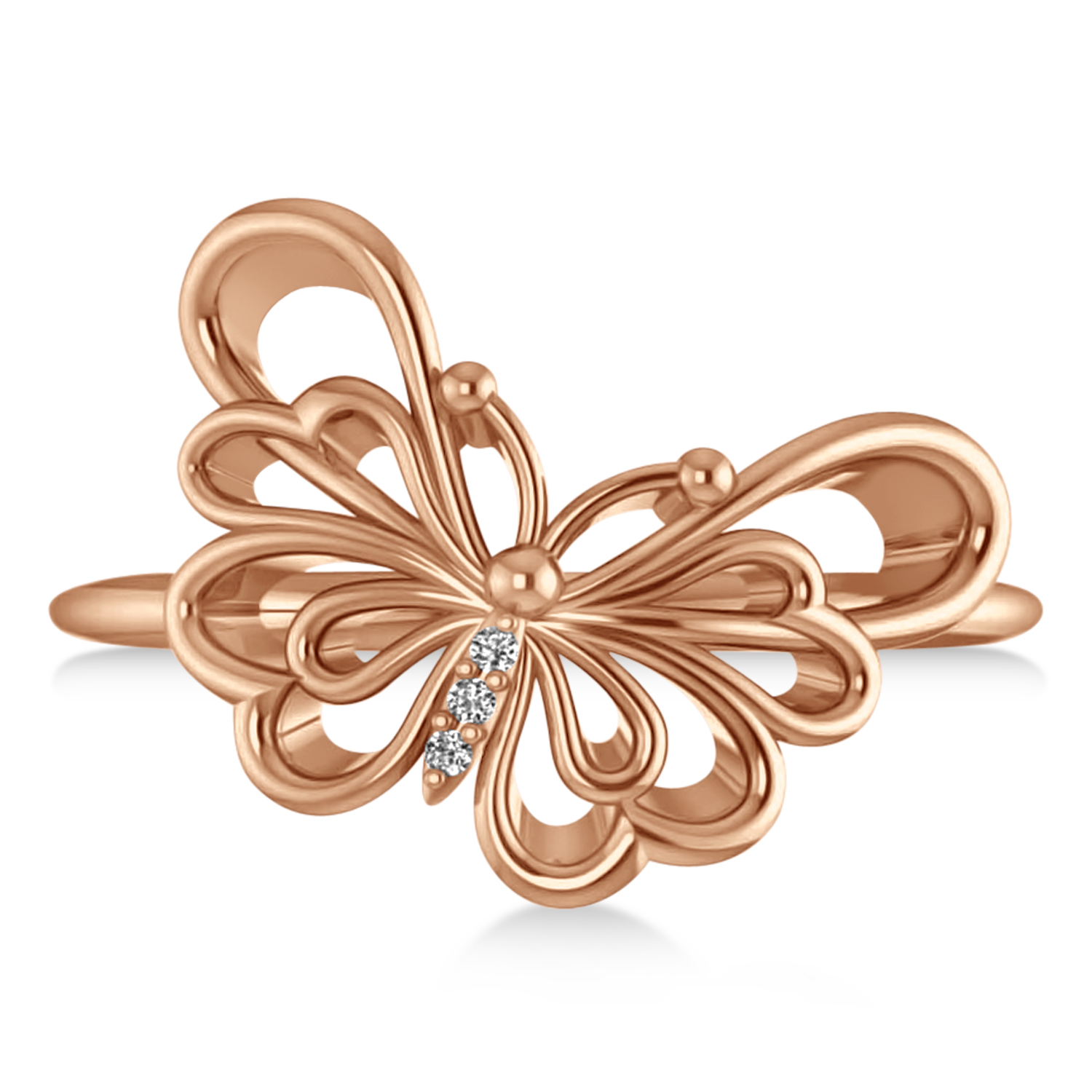 Diamond Butterfly Fashion Ring 14k Rose Gold (0.02ct)