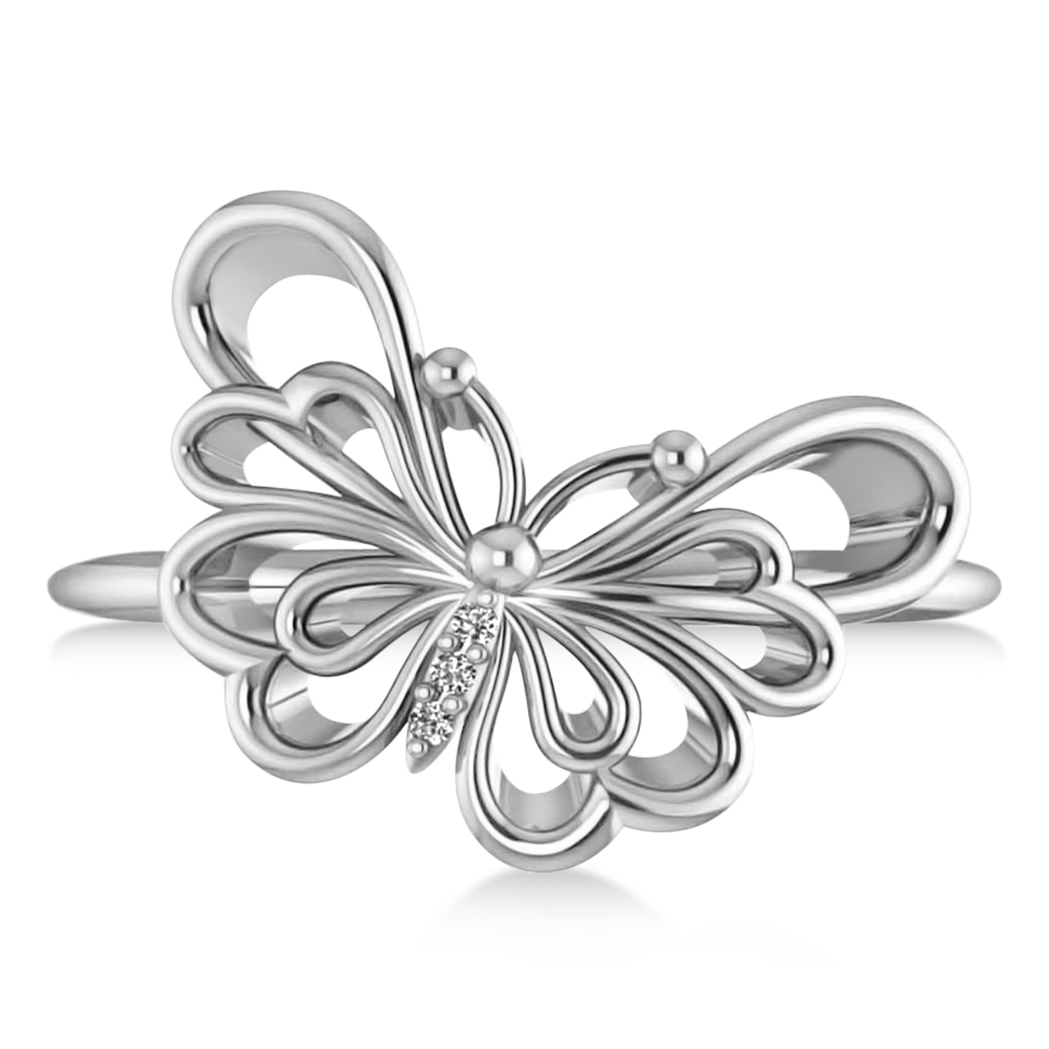 Diamond Butterfly Fashion Ring 14k White Gold (0.02ct)