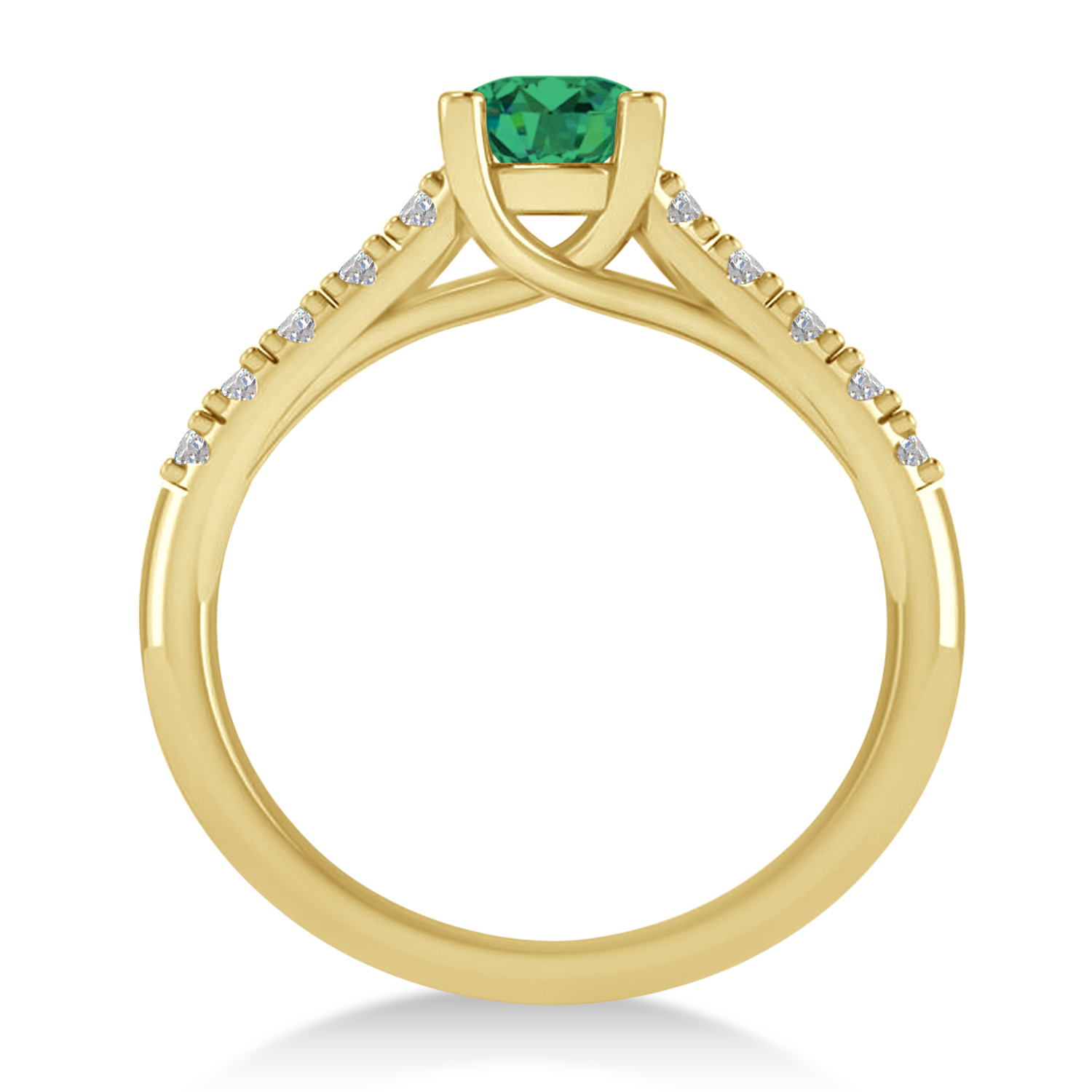 Emerald & Diamond Accented Pre-Set Engagement Ring 14k Yellow Gold (1.05ct)