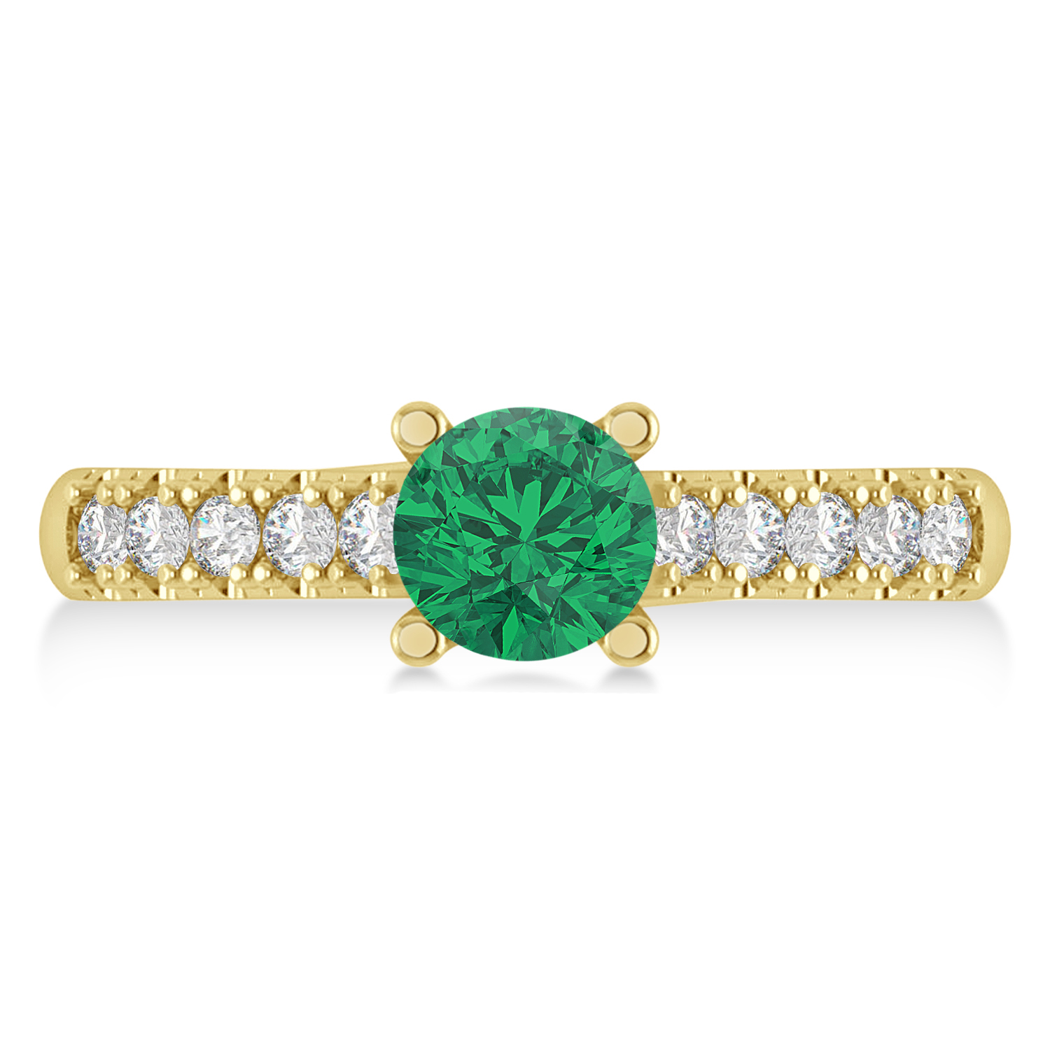 Emerald & Diamond Accented Pre-Set Engagement Ring 14k Yellow Gold (1.05ct)
