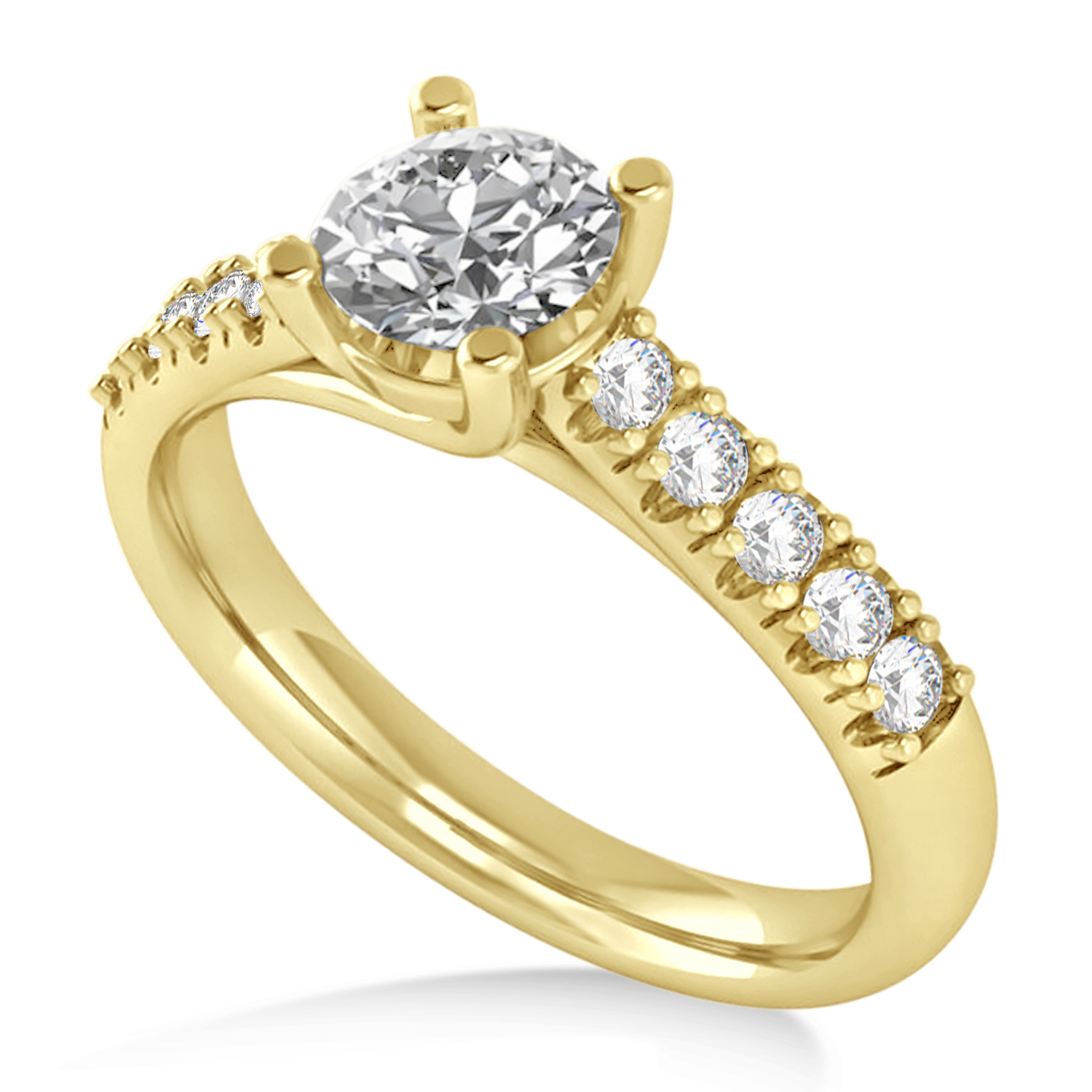 Lab Grown Diamond Accented Pre-Set Engagement Ring 14k Yellow Gold (1.05ct)