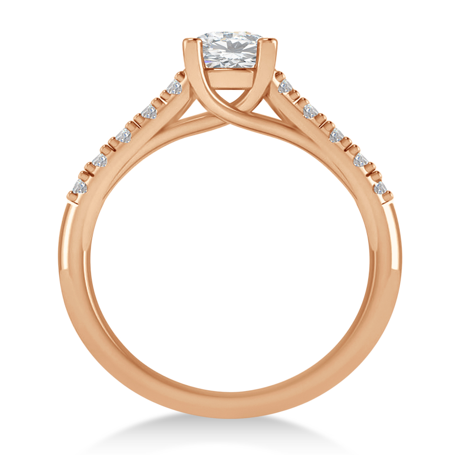 Moissanite & Diamond Accented Pre-Set Engagement Ring 14k Rose Gold (1.05ct)