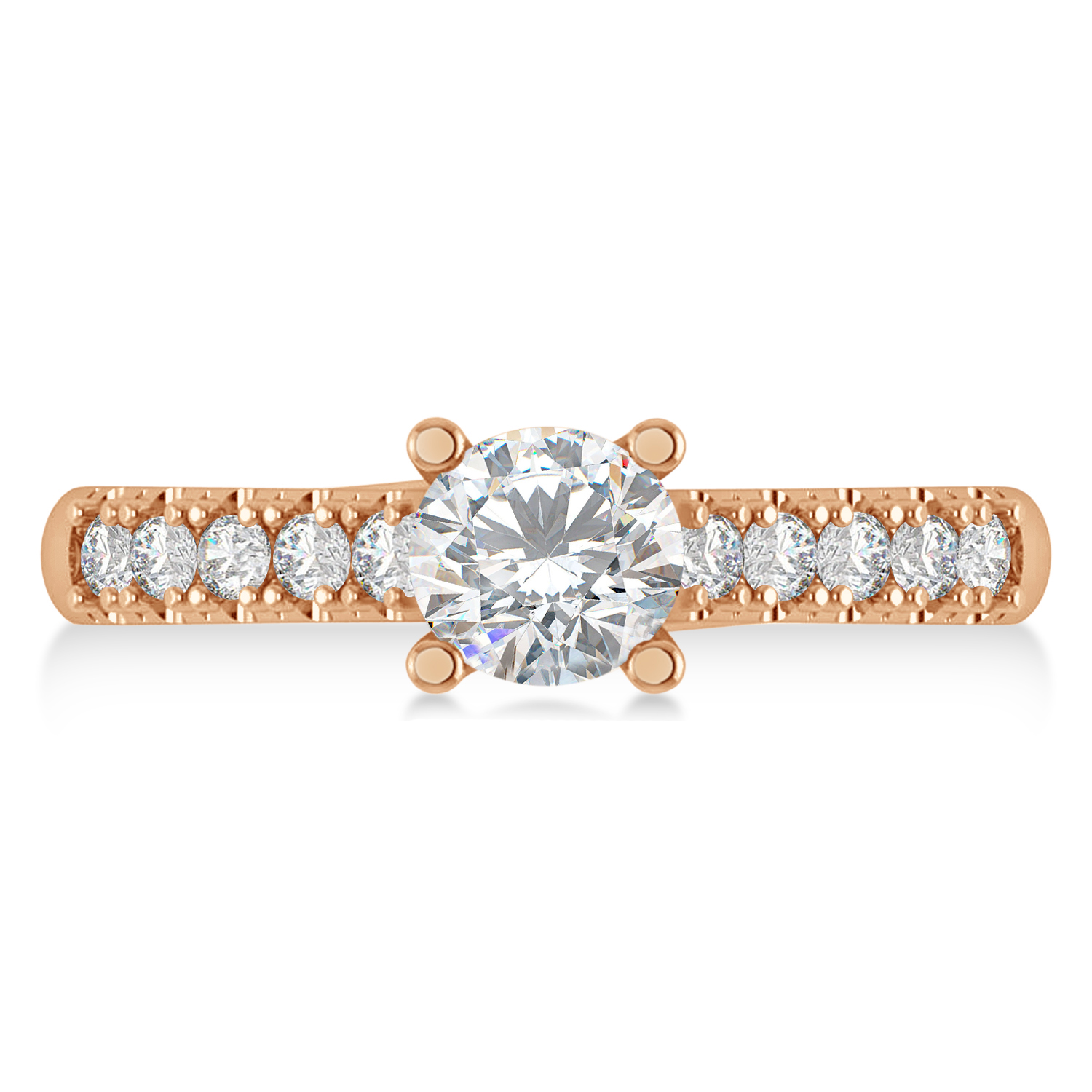 Moissanite & Diamond Accented Pre-Set Engagement Ring 14k Rose Gold (1.05ct)