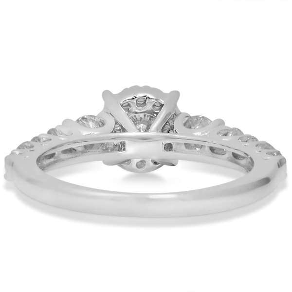 Halo Engagement Ring & Diamond Wedding Band Set 14K W. Gold 2.00ct