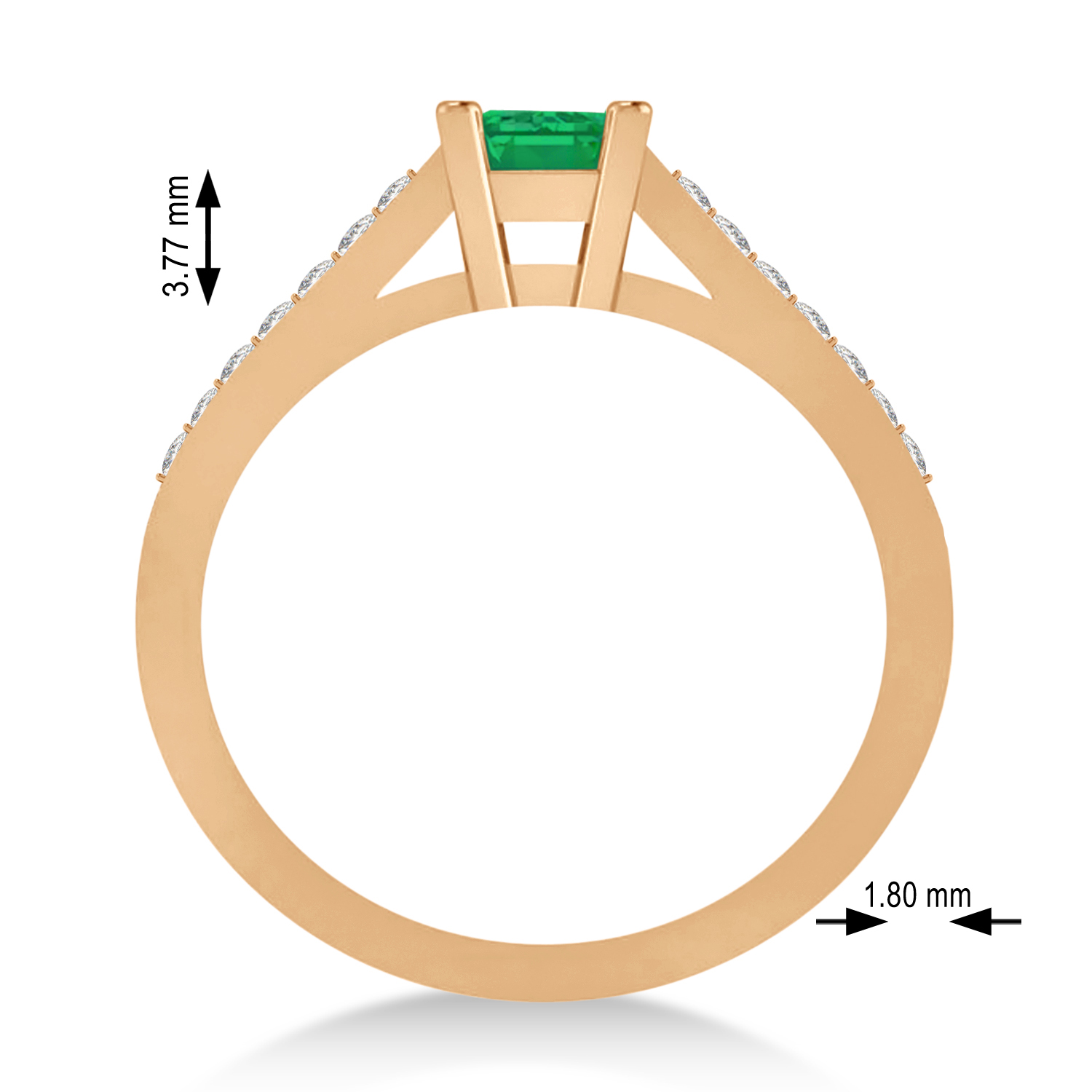 Emerald & Emerald-Cut Diamond Pre-Set Engagement Ring 14k Rose Gold (1.09ct)