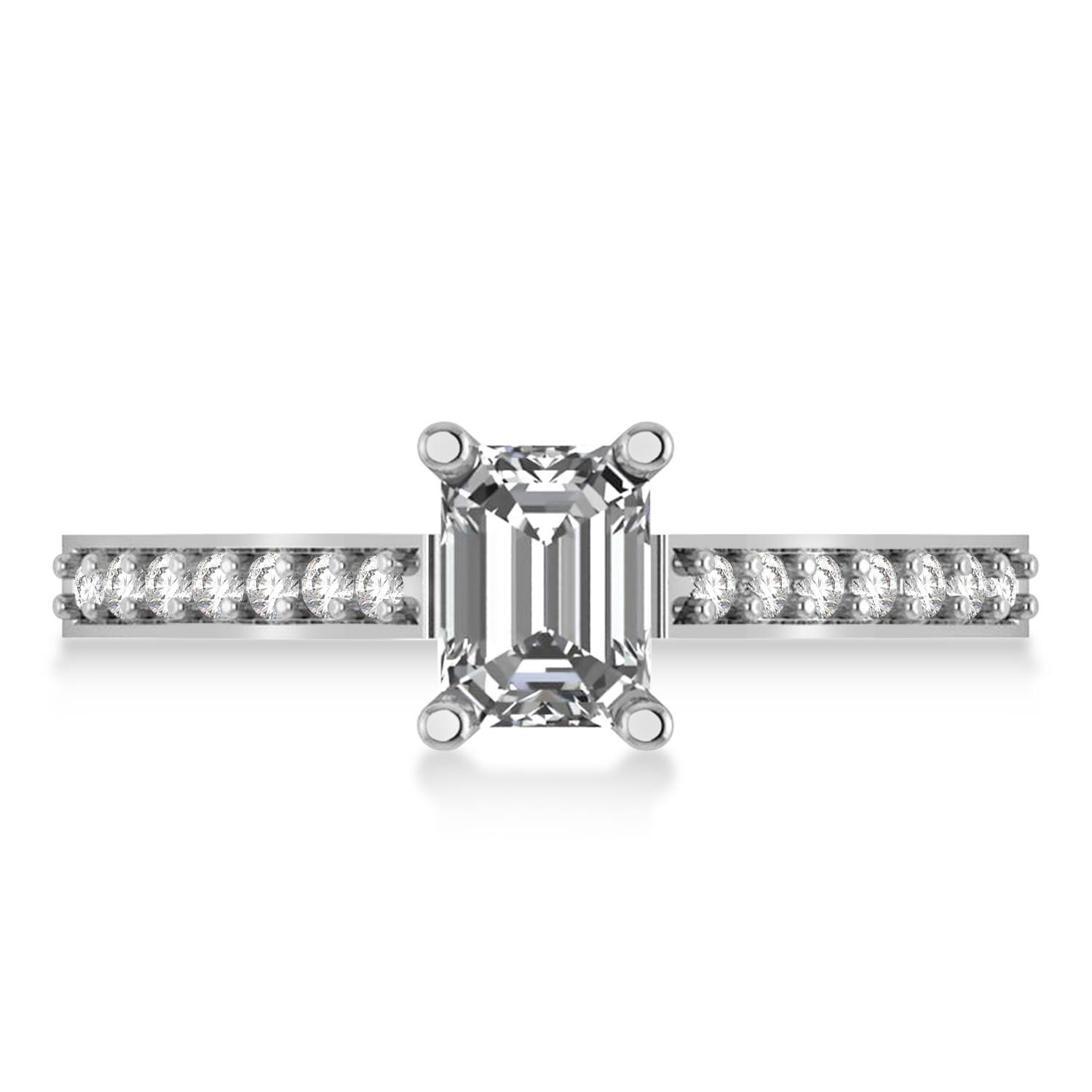 Lab Grown Emerald-Cut Diamond Pre-Set Engagement Ring 14k White Gold (1.09ct)