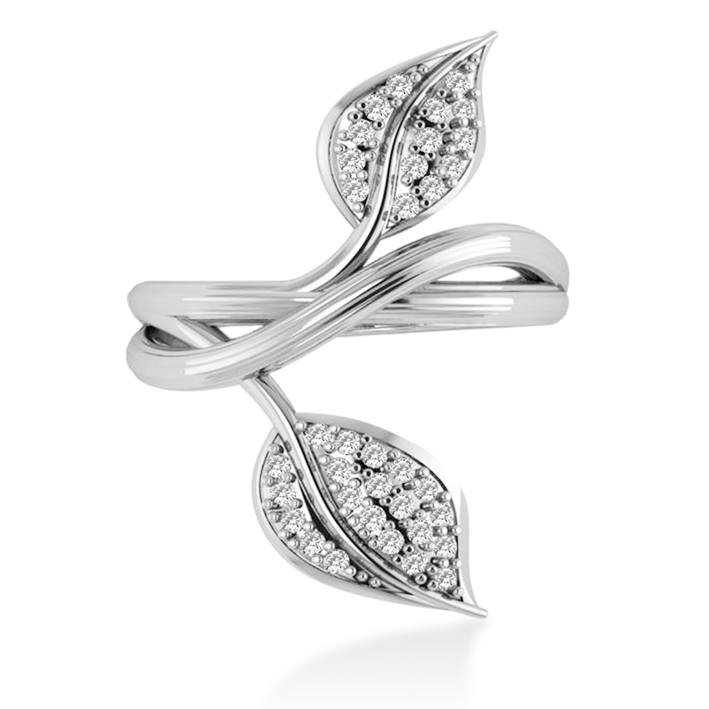 Diamond Accented Leaf Ring 14k White Gold (0.35ct)