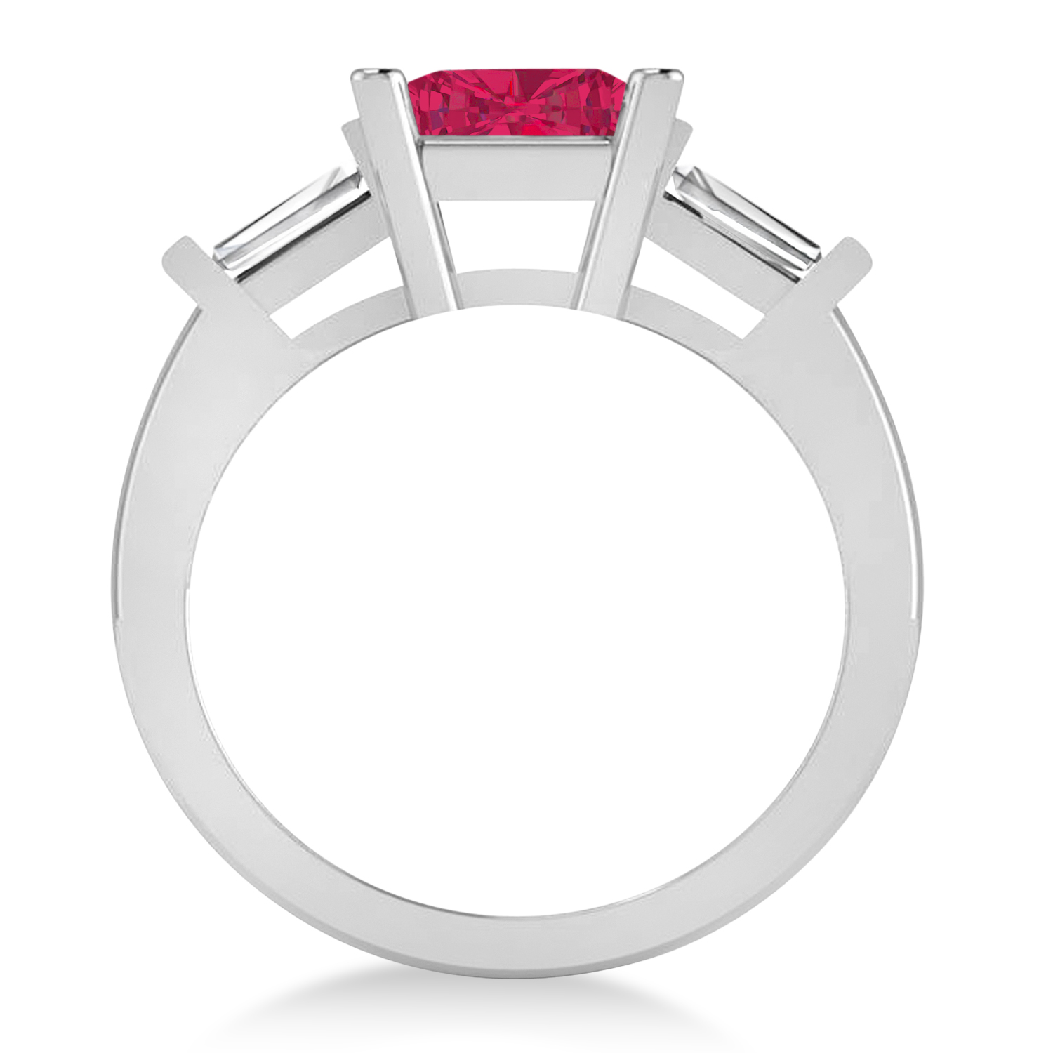 Ruby & Diamond Three-Stone Radiant Ring 14k White Gold (2.12ct)