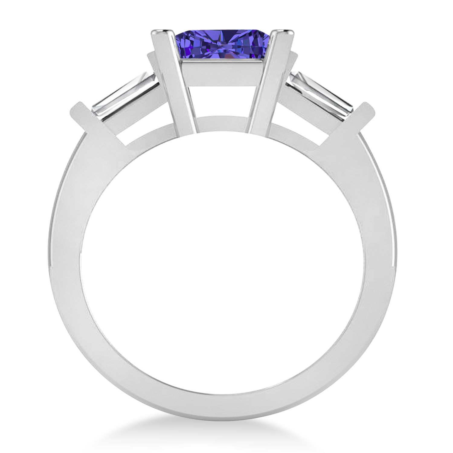 Tanzanite & Diamond Three-Stone Radiant Ring 14k White Gold (2.12ct)