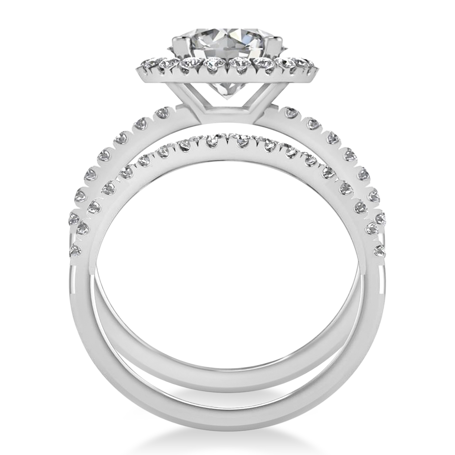 Diamond Round-Cut Halo Bridal Set Palladium (2.77ct)