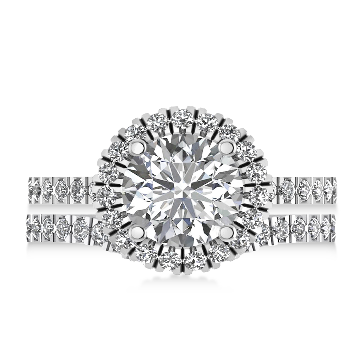 Diamond Round-Cut Halo Bridal Set Palladium (2.77ct)
