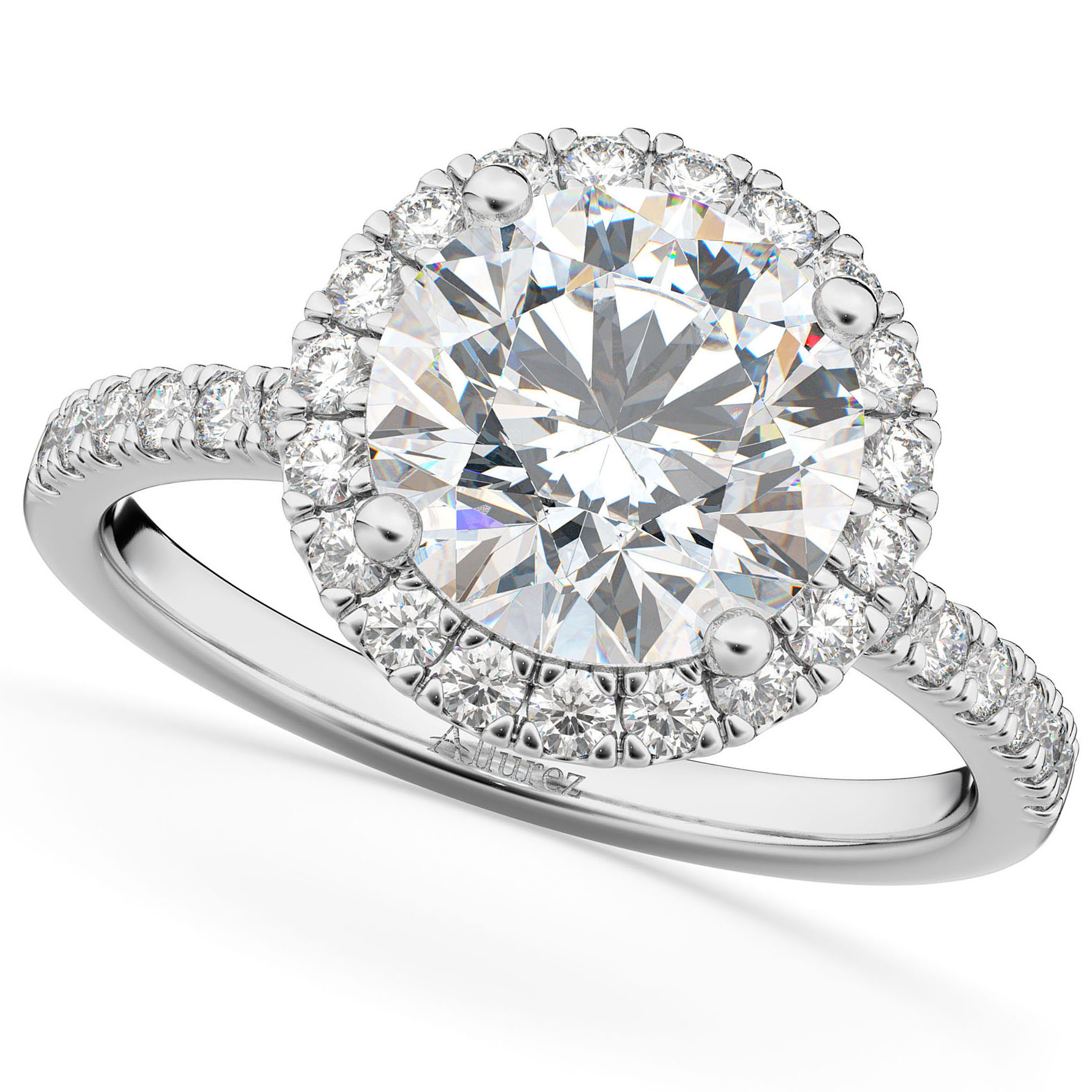 Diamond Round-Cut Halo Bridal Set Palladium (2.77ct)
