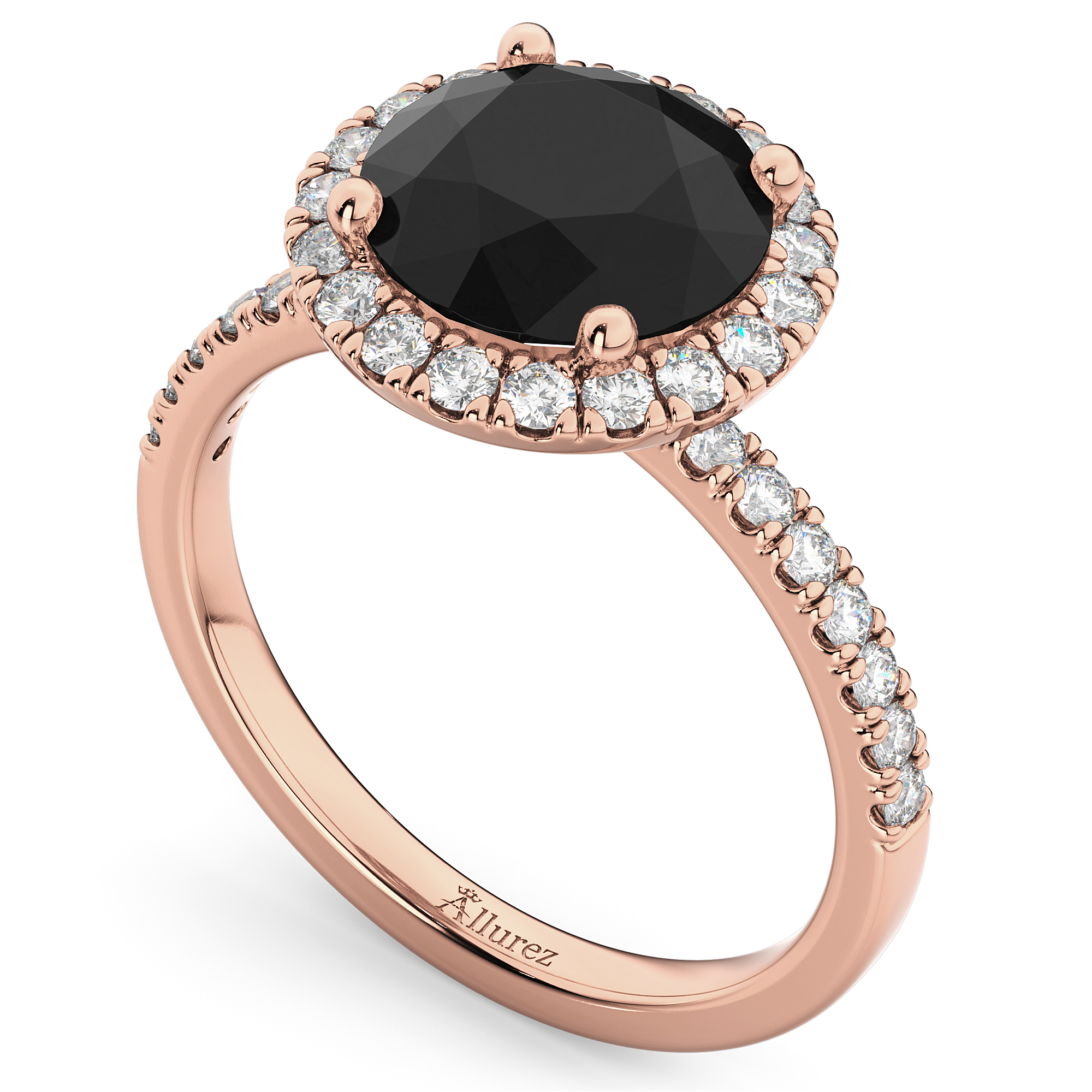 Halo White & Black Diamond Engagement Ring 14K Rose Gold (2.50ct)