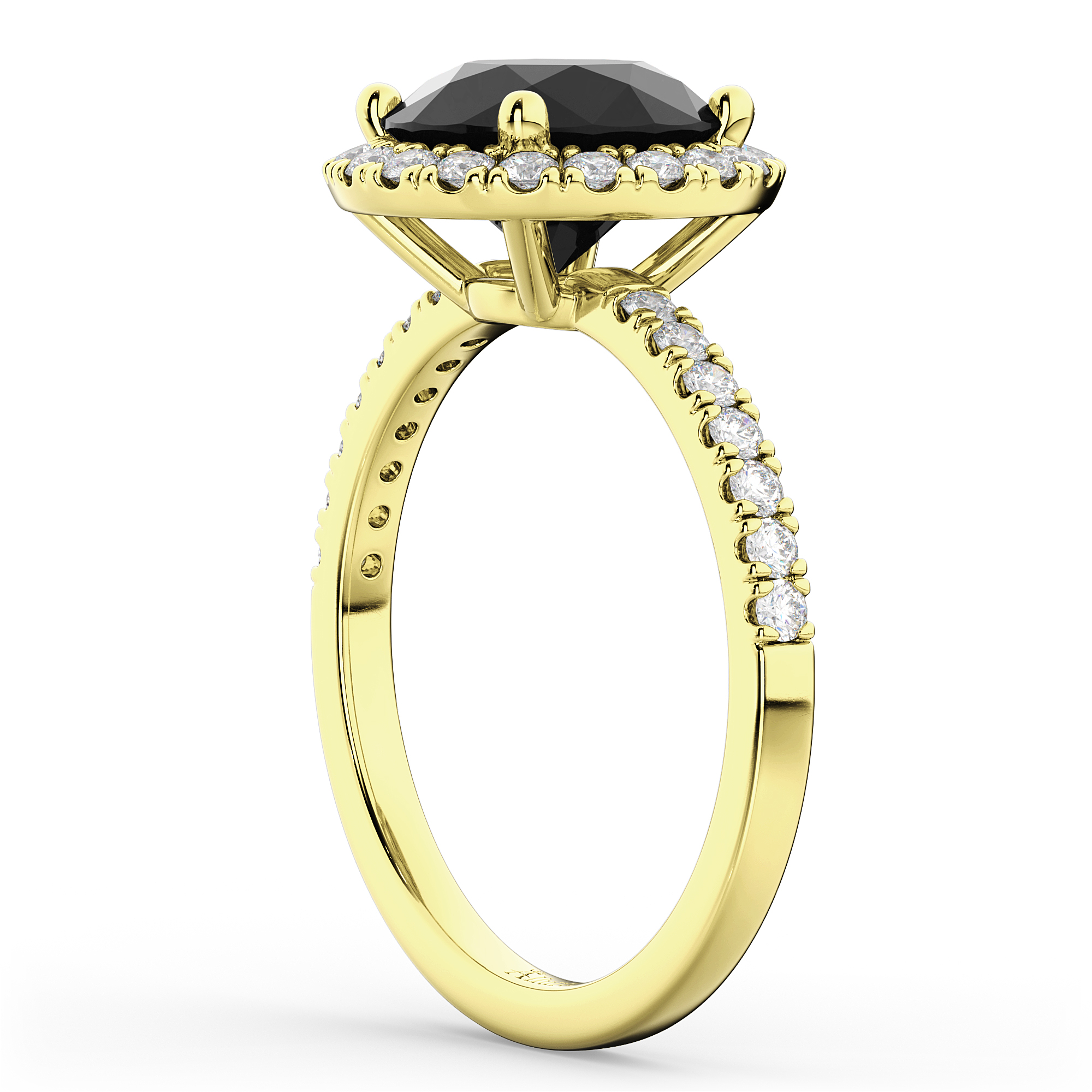 Halo White & Black Diamond Engagement Ring 18K Yellow Gold (2.50ct)