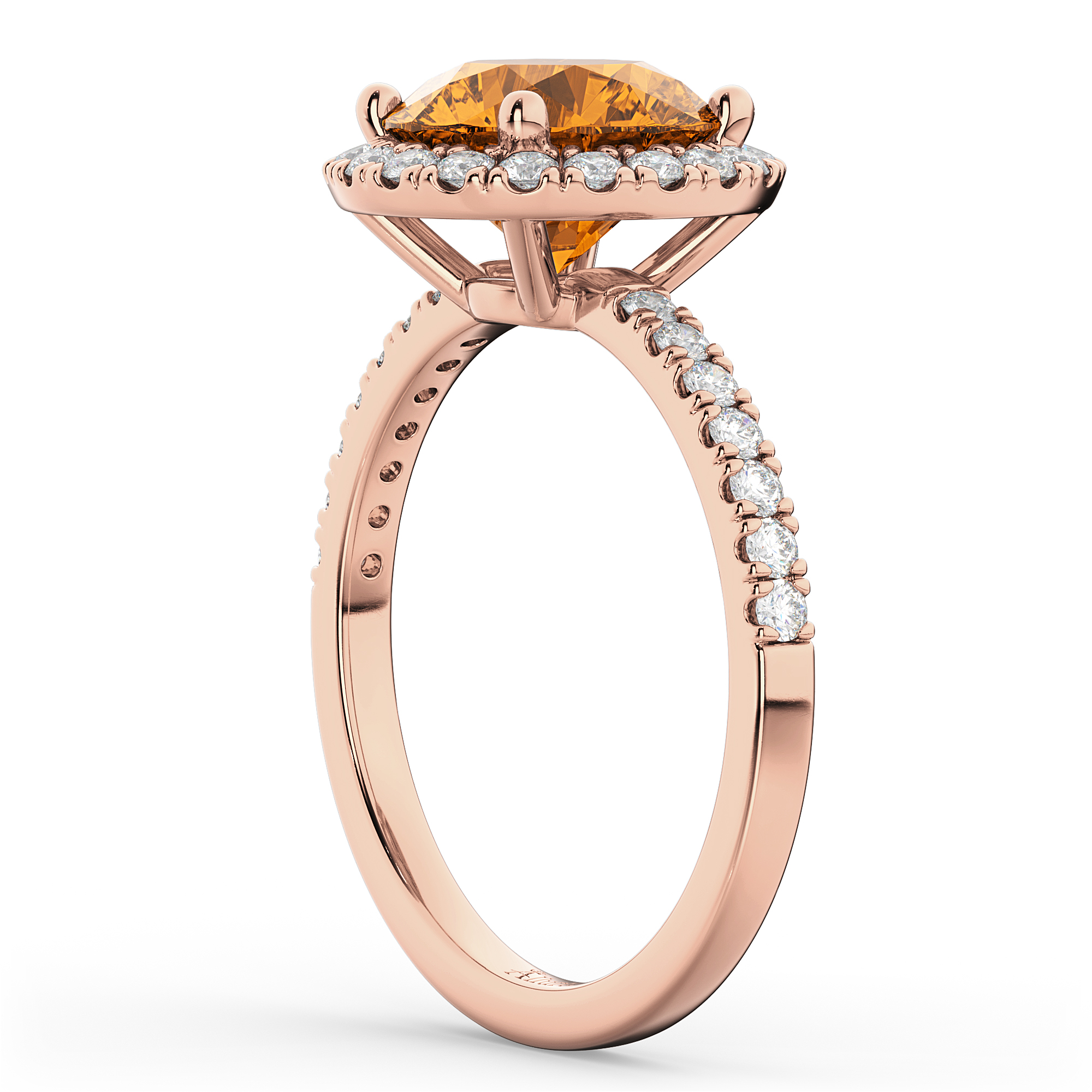 Halo Citrine & Diamond Engagement Ring 14K Rose Gold 2.30ct