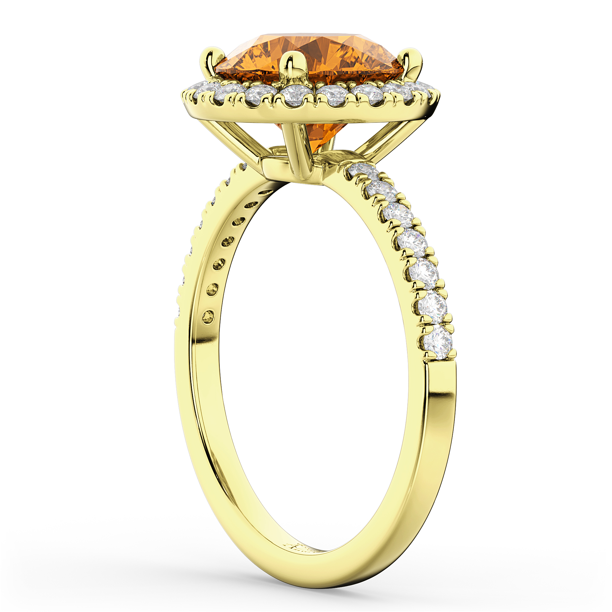 Halo Citrine & Diamond Engagement Ring 14K Yellow Gold 2.30ct