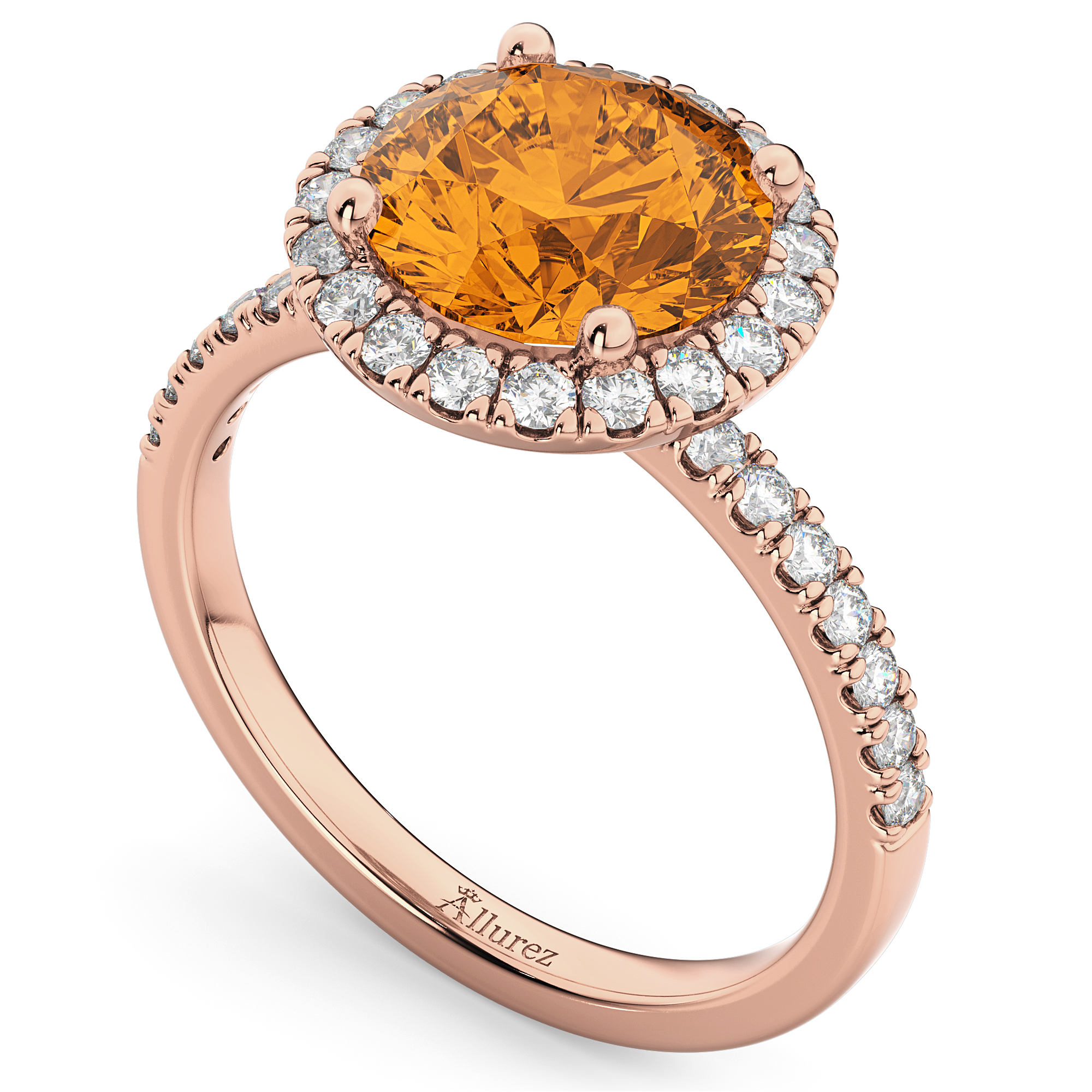 Halo Citrine & Diamond Engagement Ring 18K Rose Gold 2.30ct