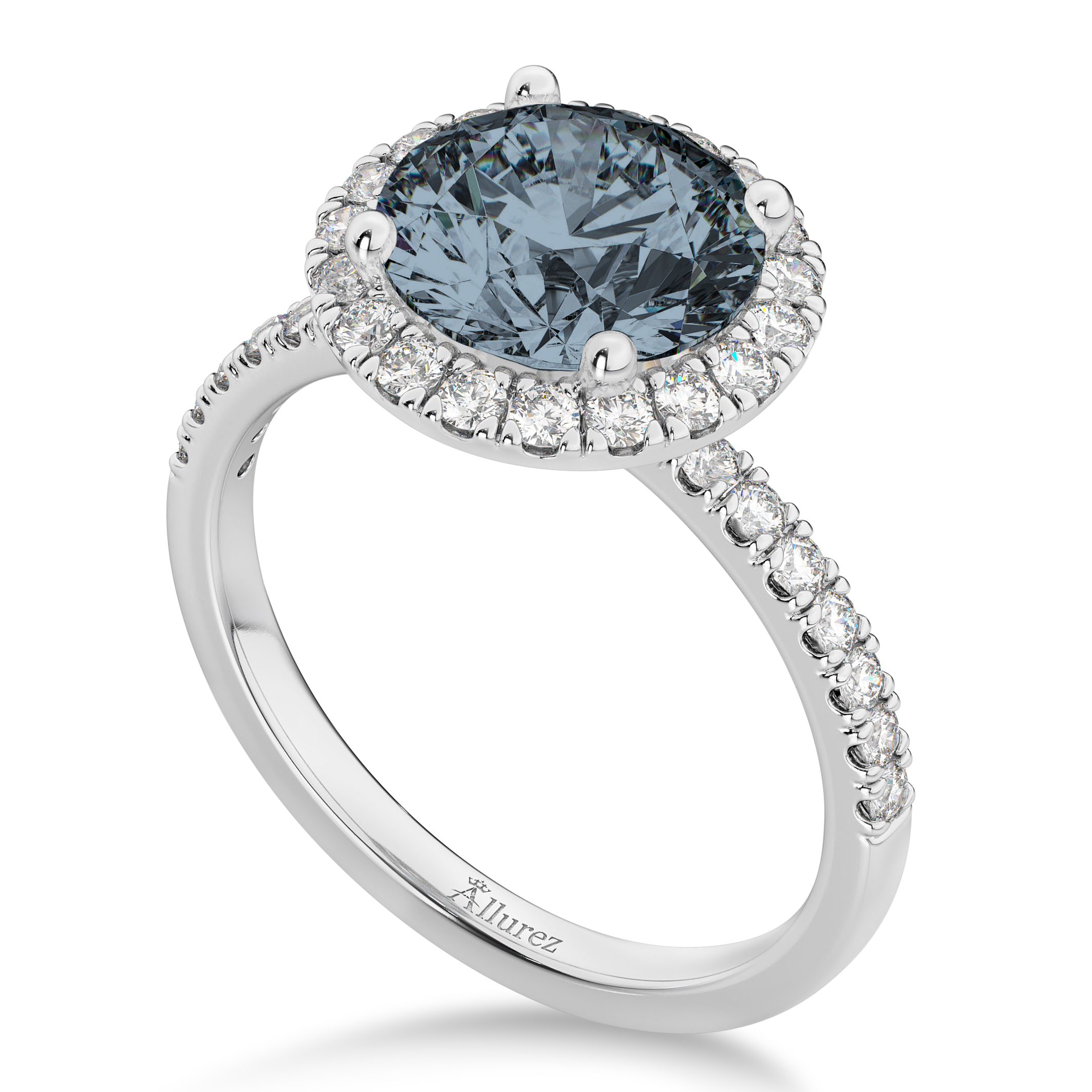 Halo Gray Spinel & Diamond Engagement Ring Platinum 1.90ct AZ10334