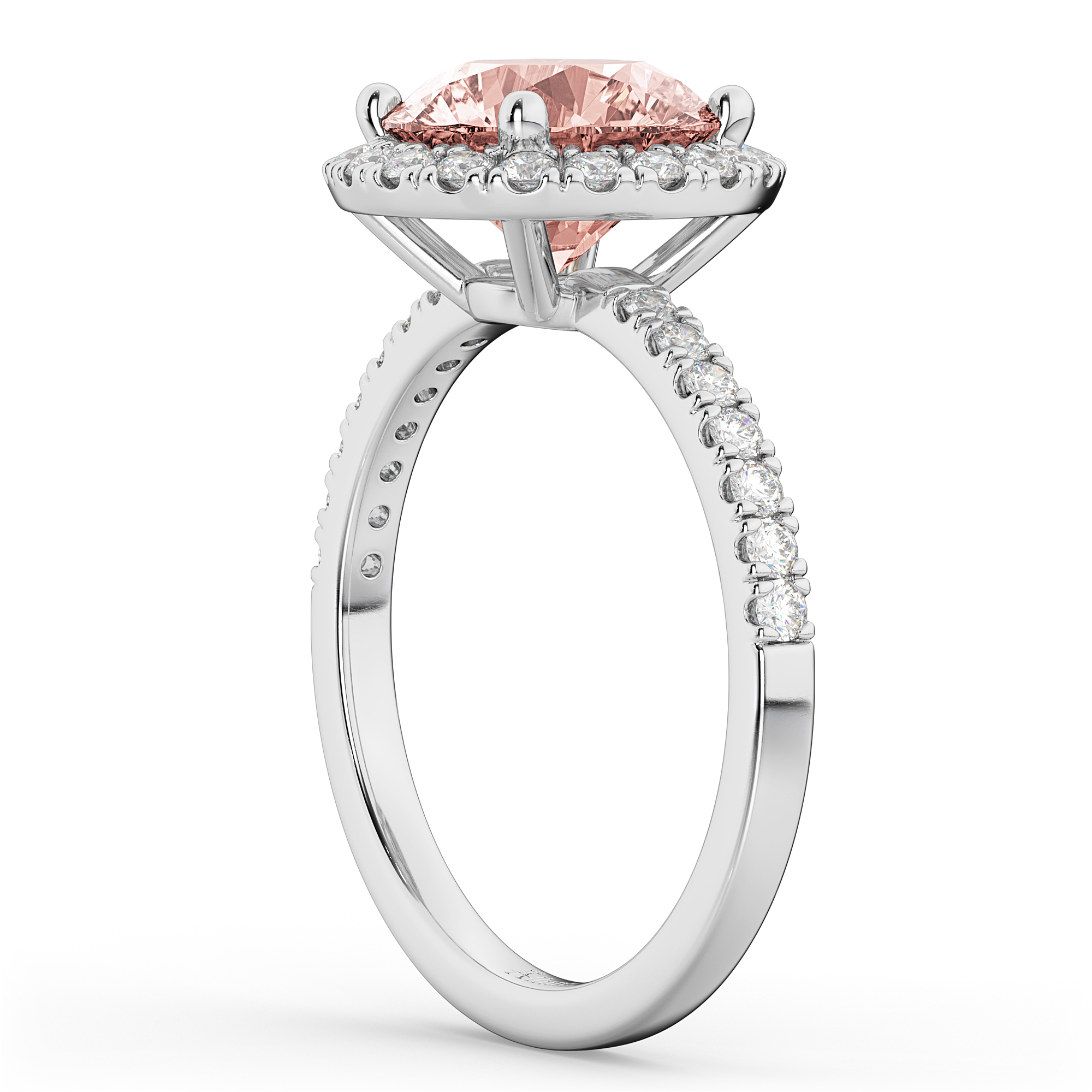 Halo Morganite & Diamond Engagement Ring Platinum 2.25ct