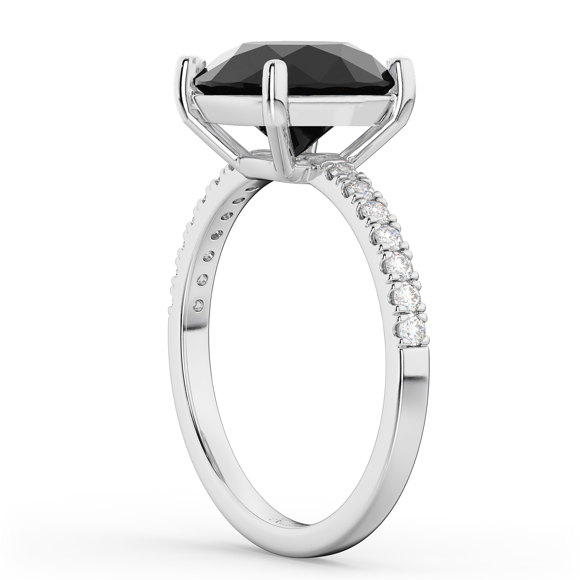 White & Black Diamond Engagement Ring 18K White Gold (2.21ct)